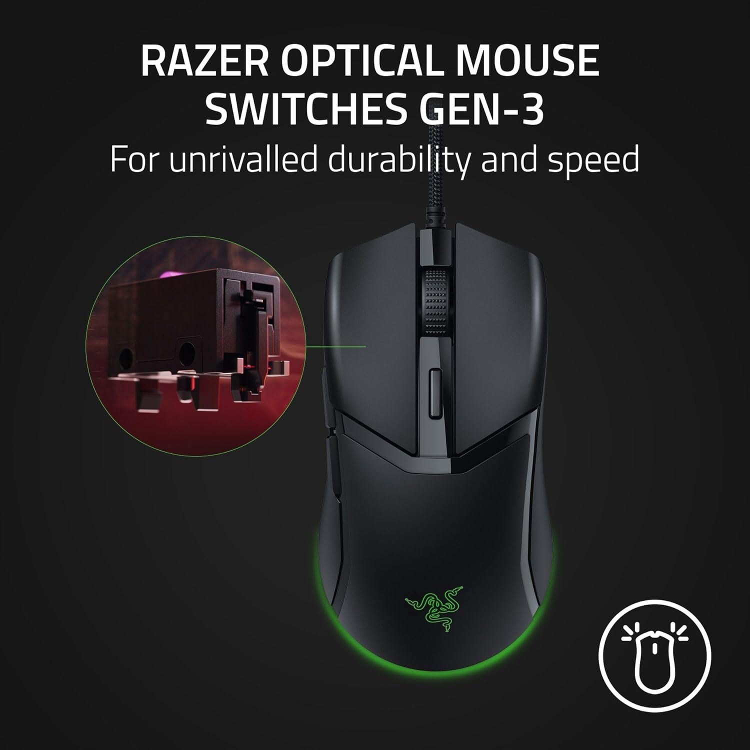 Razer Cobra Ratón Gaming con Cable 58g - Interruptores Ópticos Gen-3