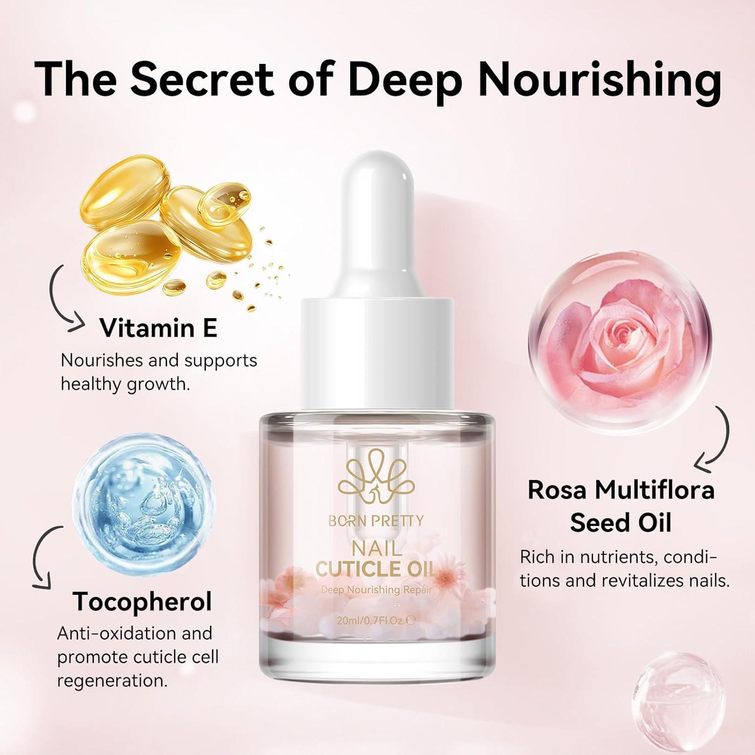 Aceite para Cutículas Born Pretty 20ML con Flores Reales