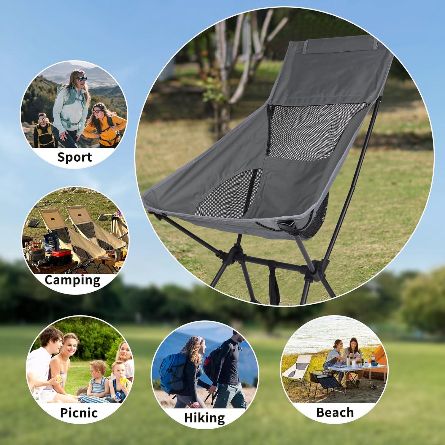 Silla de Camping IEJ Plegable Ultraligera Respaldo Alto