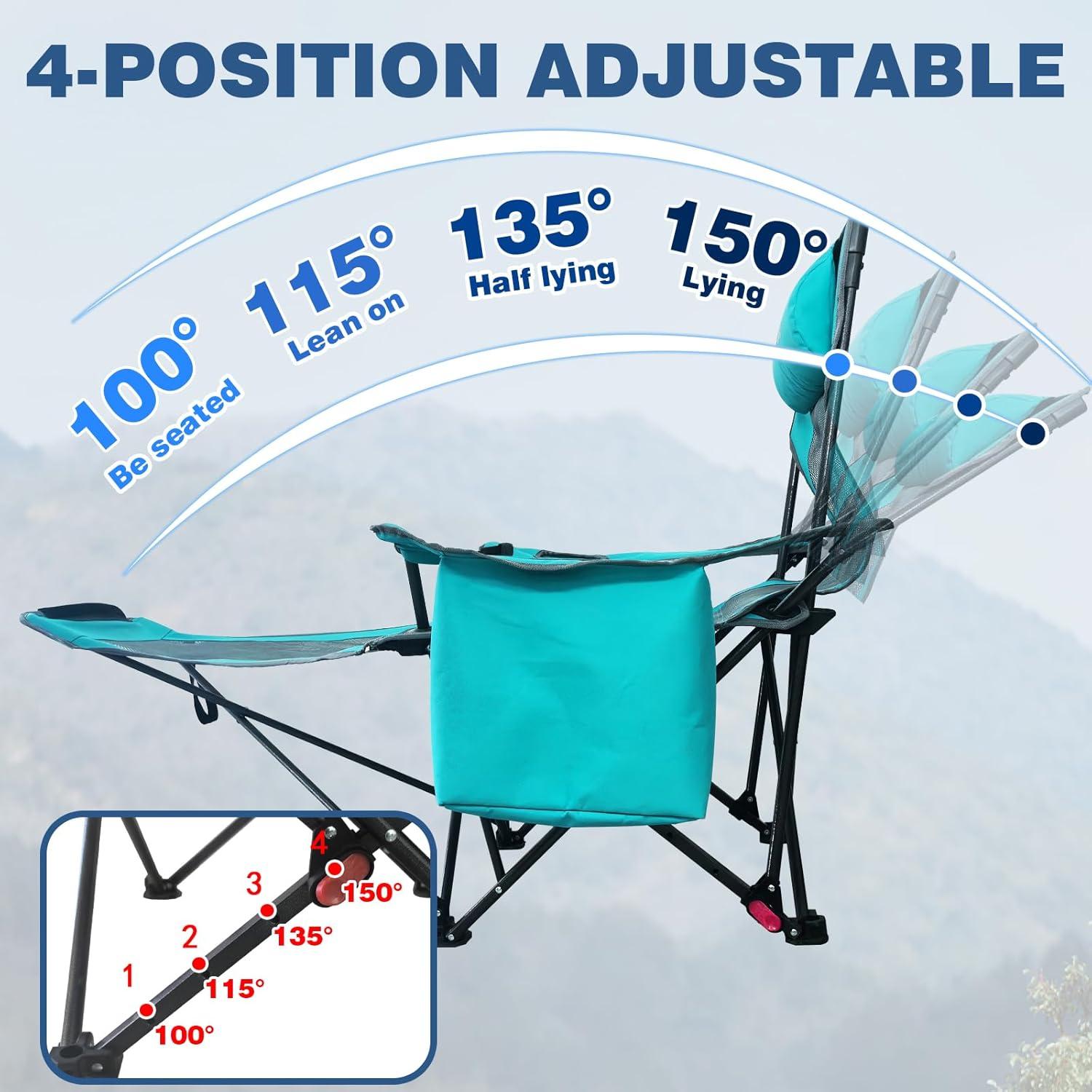 Silla de Camping POEPORE Reclinable 4 Posiciones 120 kg