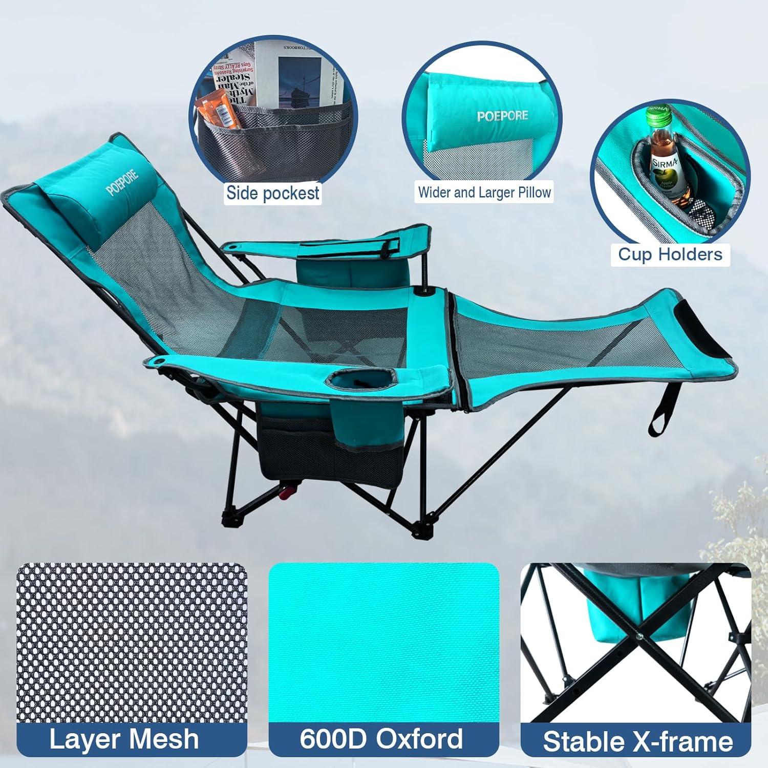 Silla de Camping POEPORE Reclinable 4 Posiciones 120 kg