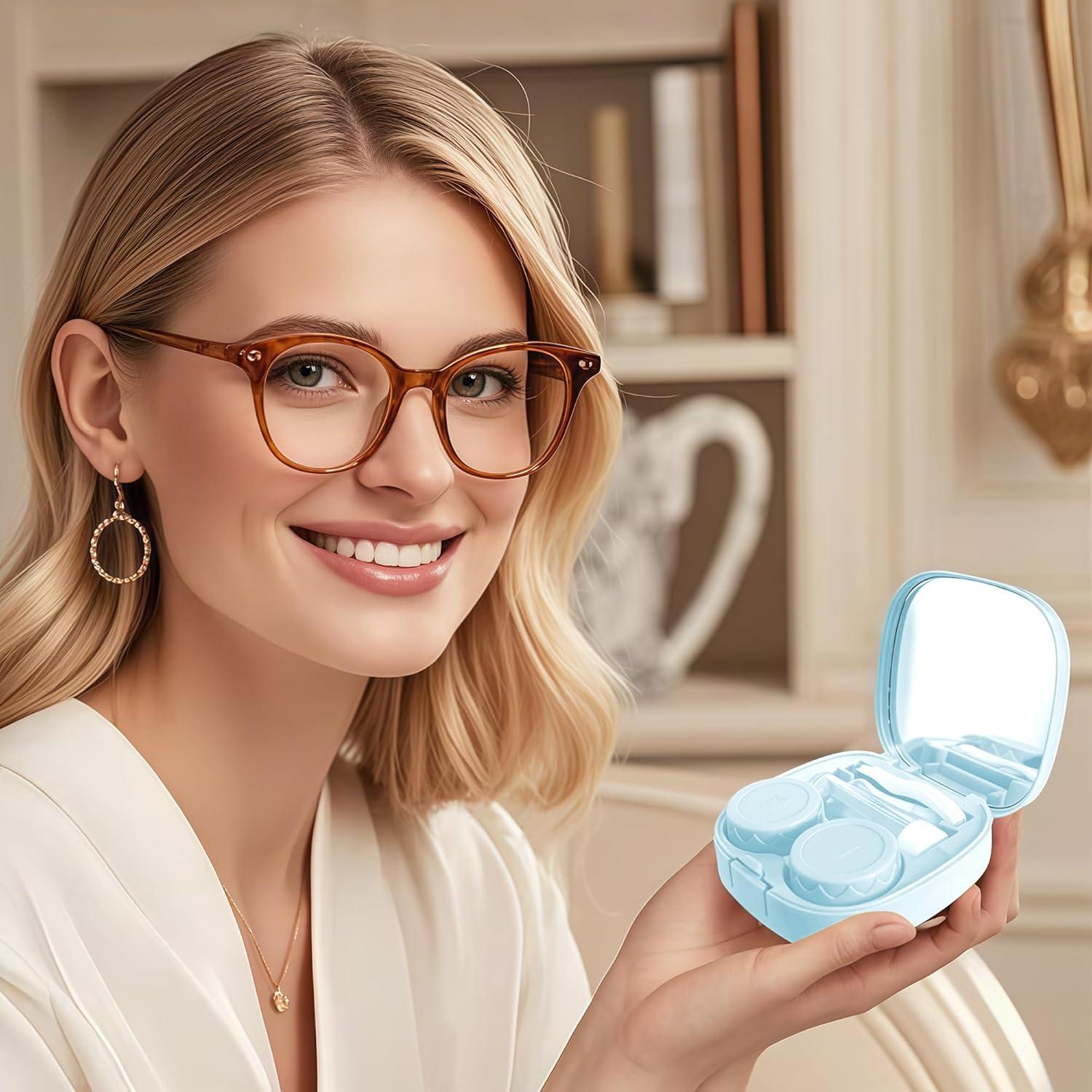 Estuches para Lentes de Contacto ReignSword - Kit de Viaje Rosa y Azul