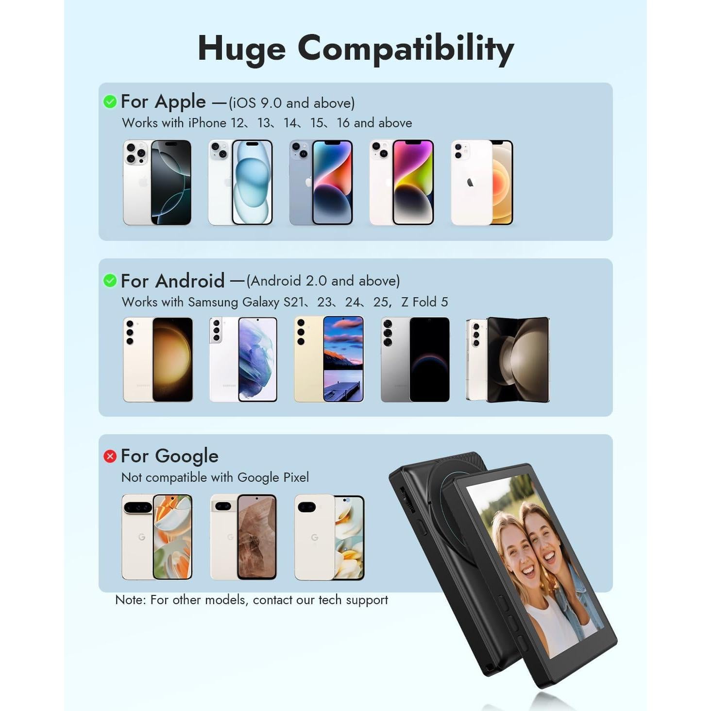 Monitor Selfie Inalámbrico WARDIX 3.97" Magnético Negro