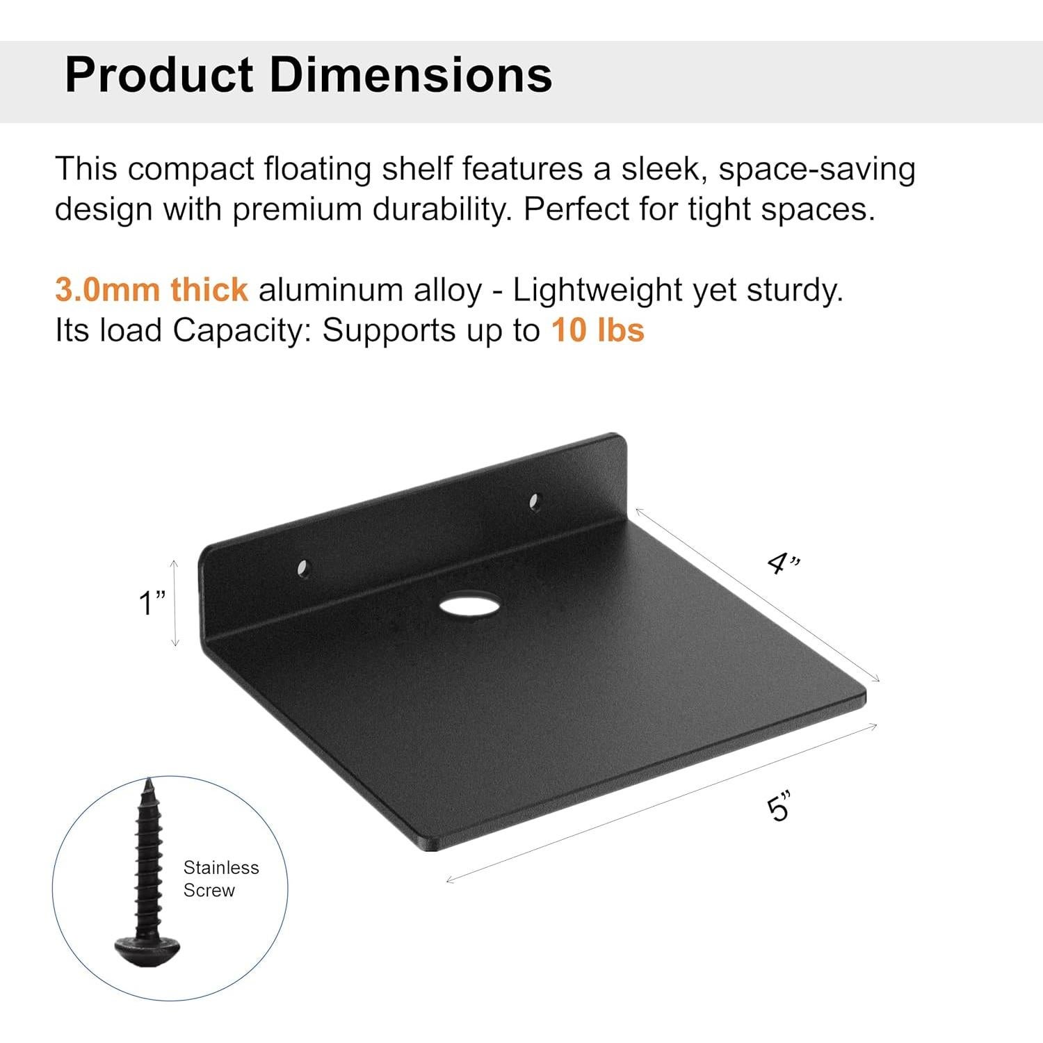 Estante Flotante de Aluminio NUTNAPH 10x12.7cm Negro
