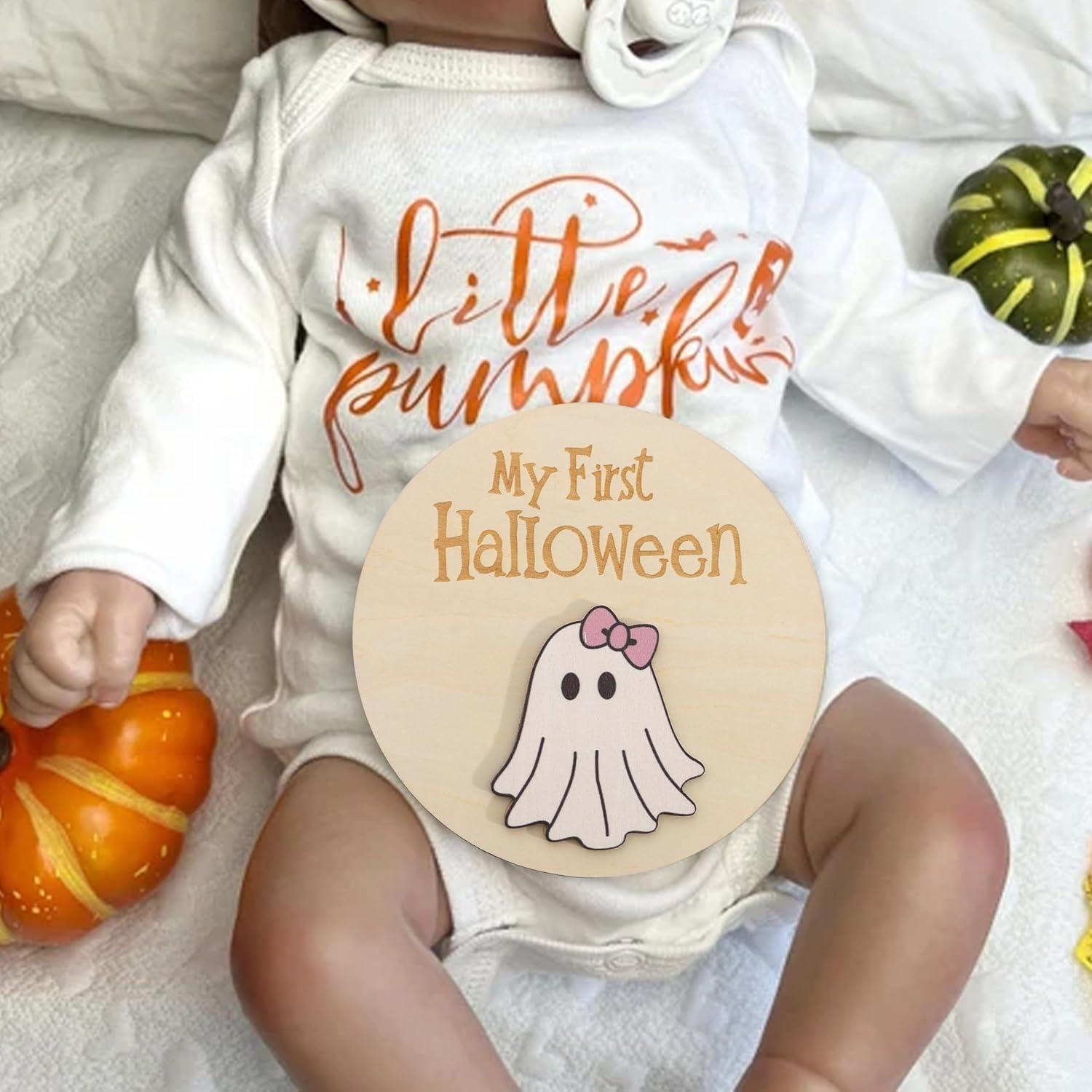 Cartel de Primer Halloween Bebé Agvgaza - Decoración Fotográfica 15 cm