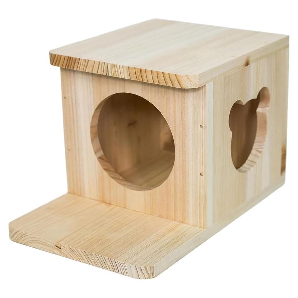 Casa de Chinchilla de Madera Natural CHIIRAKU - Mini 29.5x21.6cm