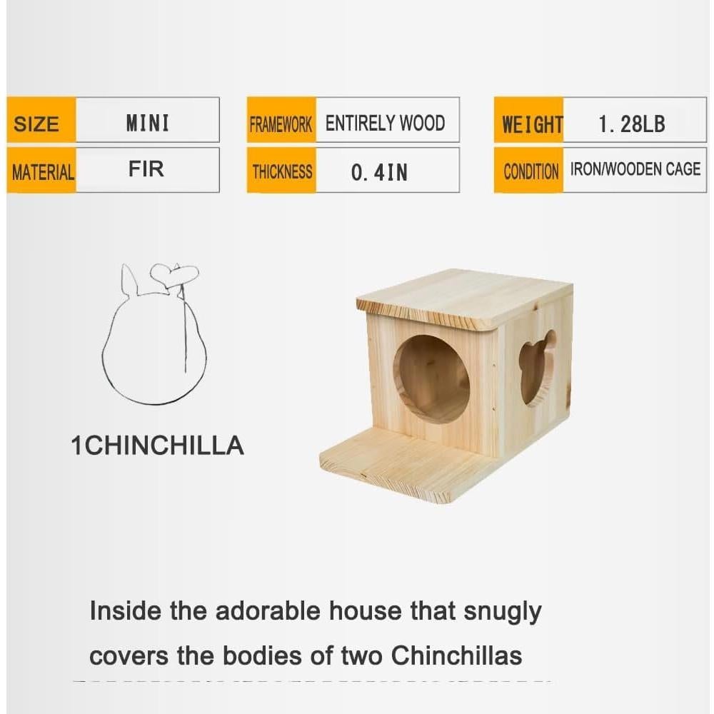 Casa de Chinchilla de Madera Natural CHIIRAKU - Mini 29.5x21.6cm