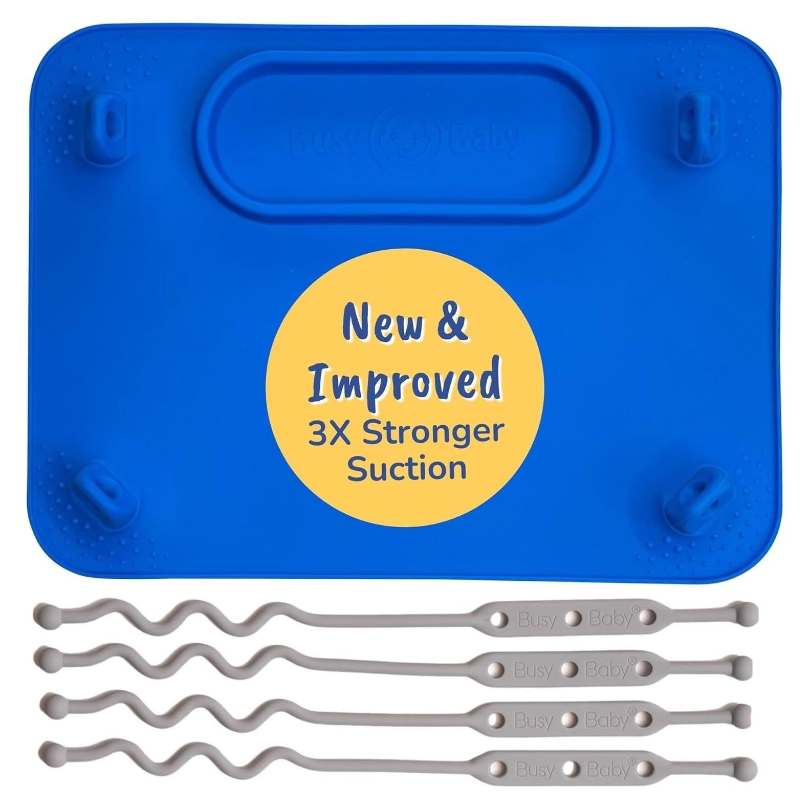 Mata de Silicona BUSY BABY Azul con Ventosas Mejoradas 21.6x29.2cm