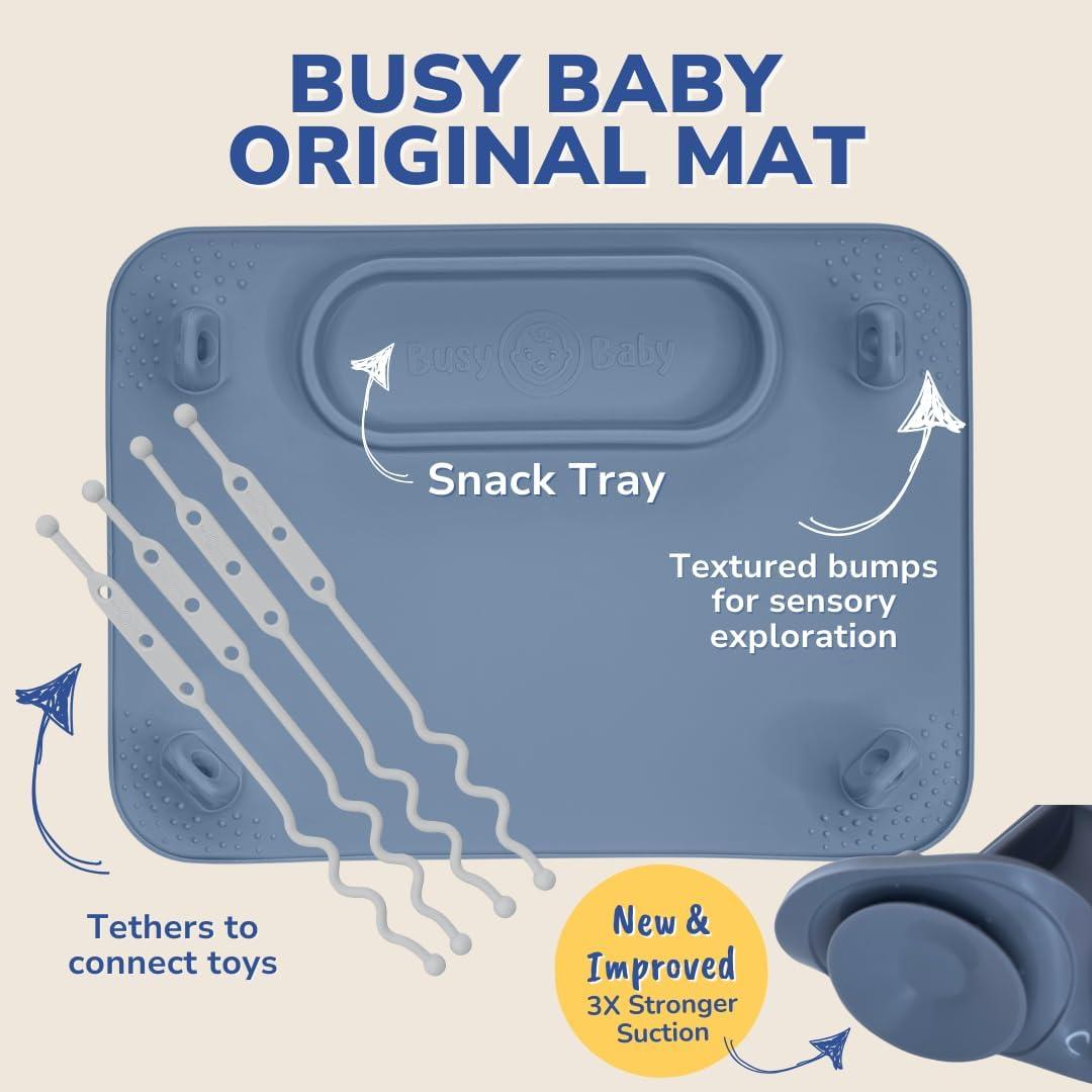 Mata de Silicona BUSY BABY Azul con Ventosas Mejoradas 21.6x29.2cm