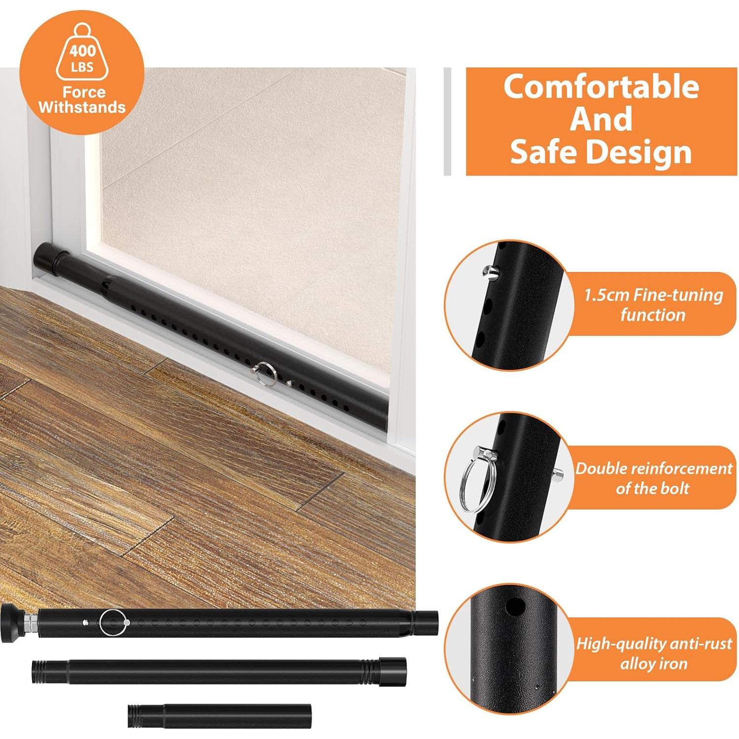 Barras de Seguridad Ajustables BsBsBest para Ventanas y Puertas 45.72-129.54 cm Negro