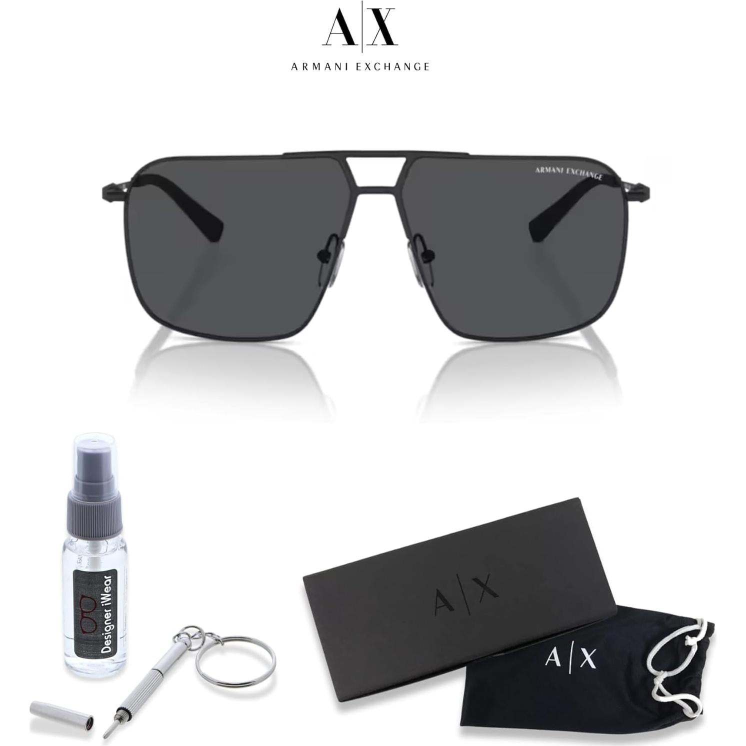 Gafas de Sol Aviador Armani Exchange AX2050S Hombres + Kit Accesorios