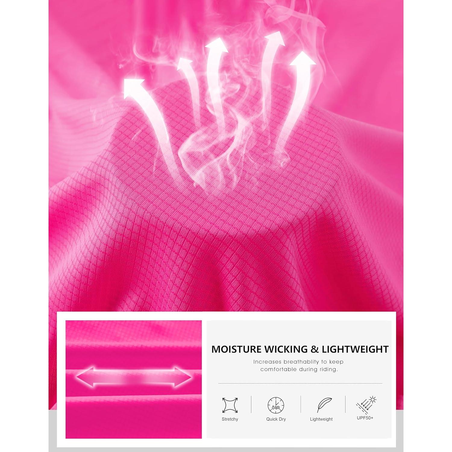 Camiseta de Ciclismo Mujer Manga Corta Rosa Fluorescente