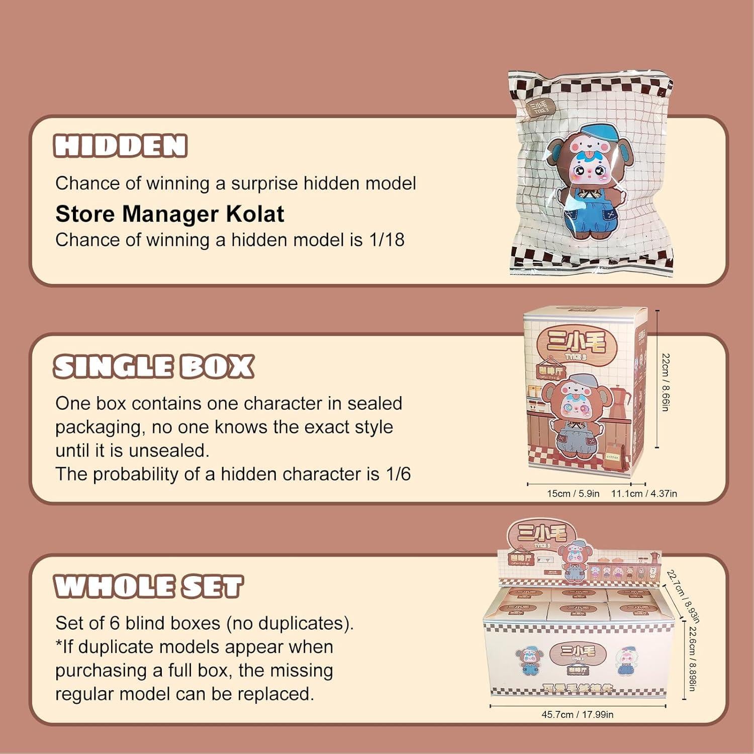 Muñeca de Caja Ciega ZANEKCTOYS Café - 22 cm Juguete Coleccionable