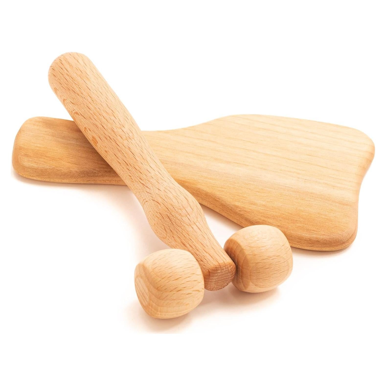 Rodillo de Masaje Facial de Madera Tuuli - Set de 2 Piezas