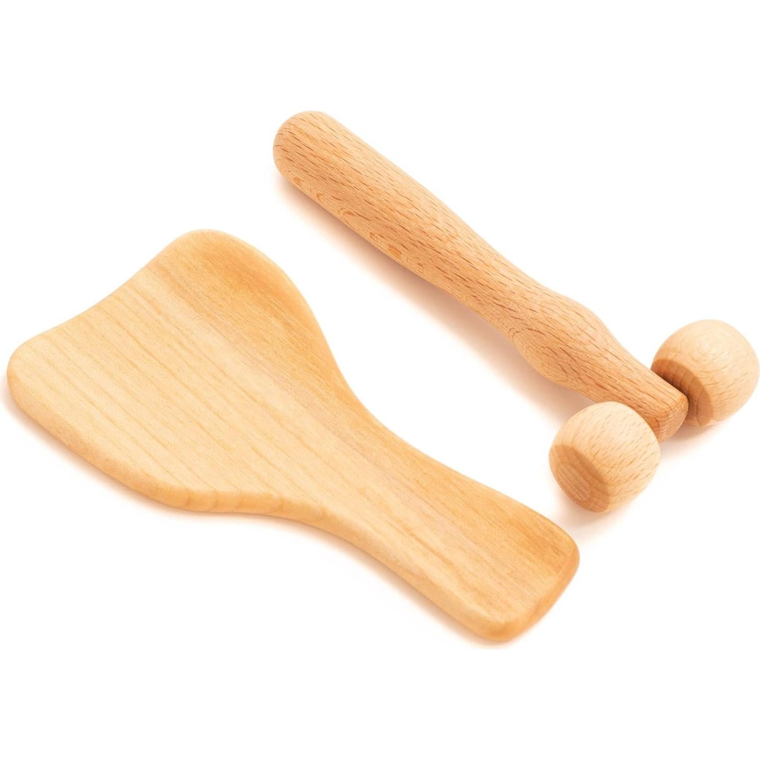 Rodillo de Masaje Facial de Madera Tuuli - Set de 2 Piezas