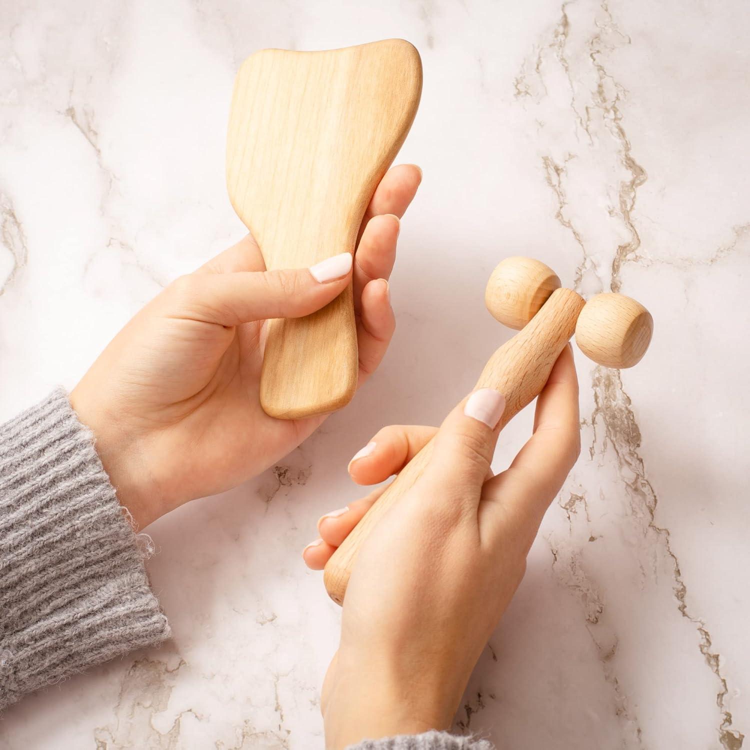 Rodillo de Masaje Facial de Madera Tuuli - Set de 2 Piezas