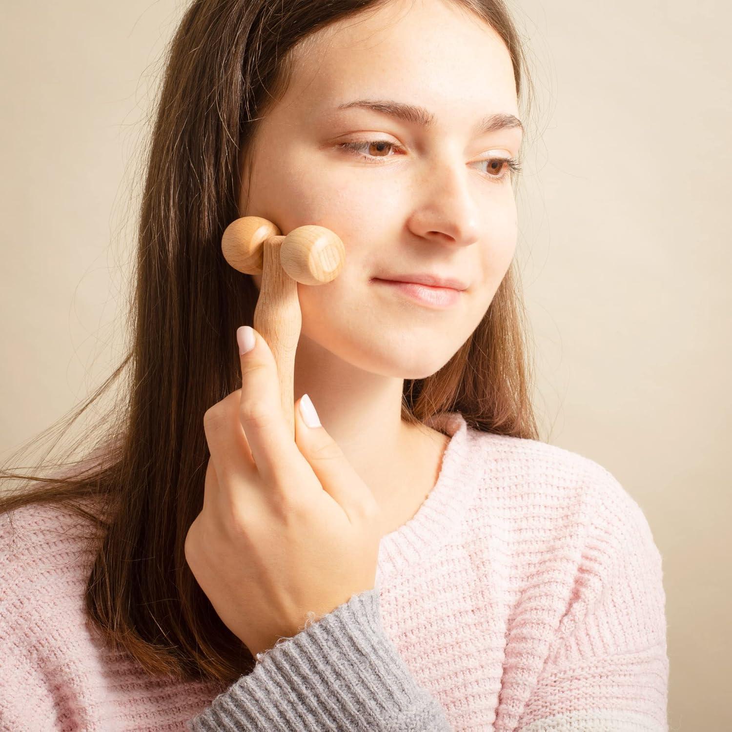 Rodillo de Masaje Facial de Madera Tuuli - Set de 2 Piezas
