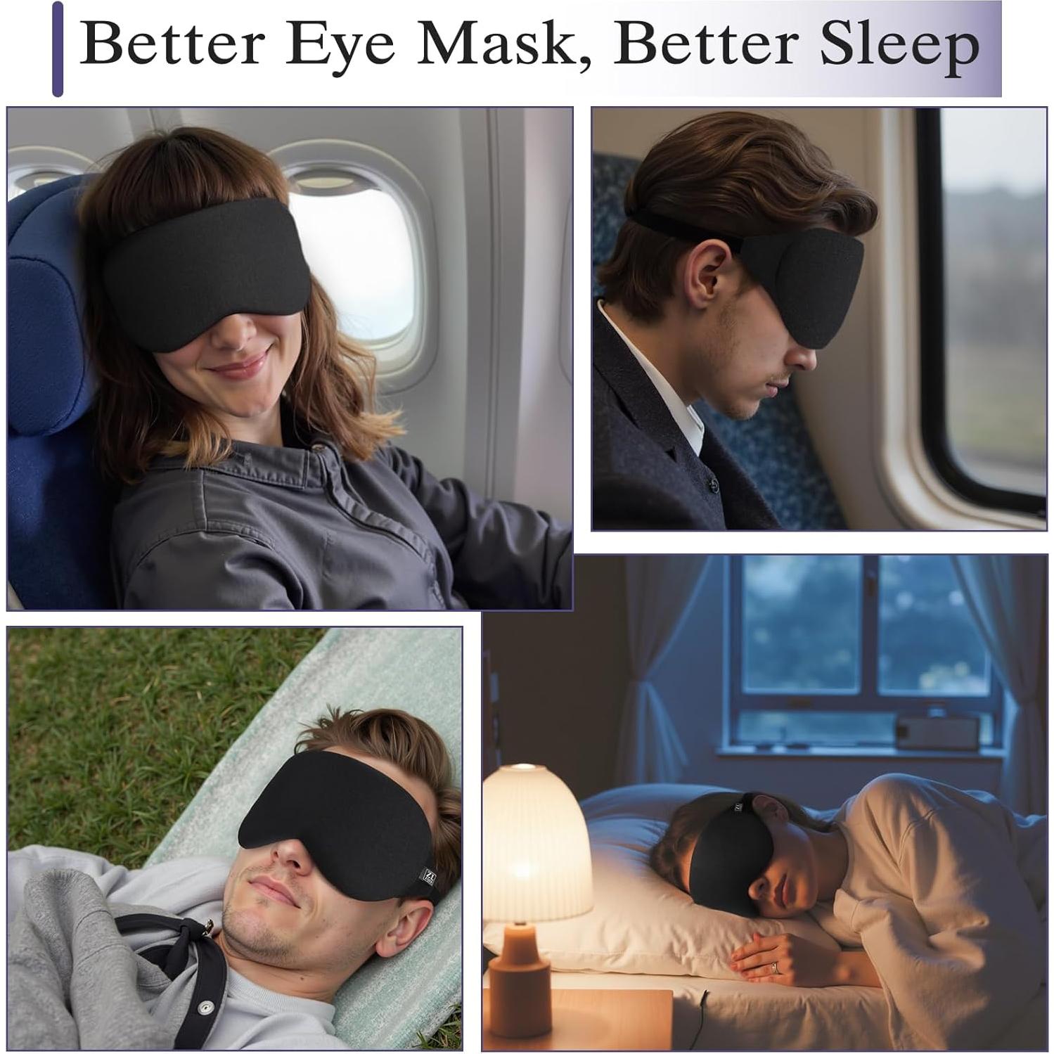 Máscara de Sueño ZLZQER Ajustable con Tela de Seda Fría