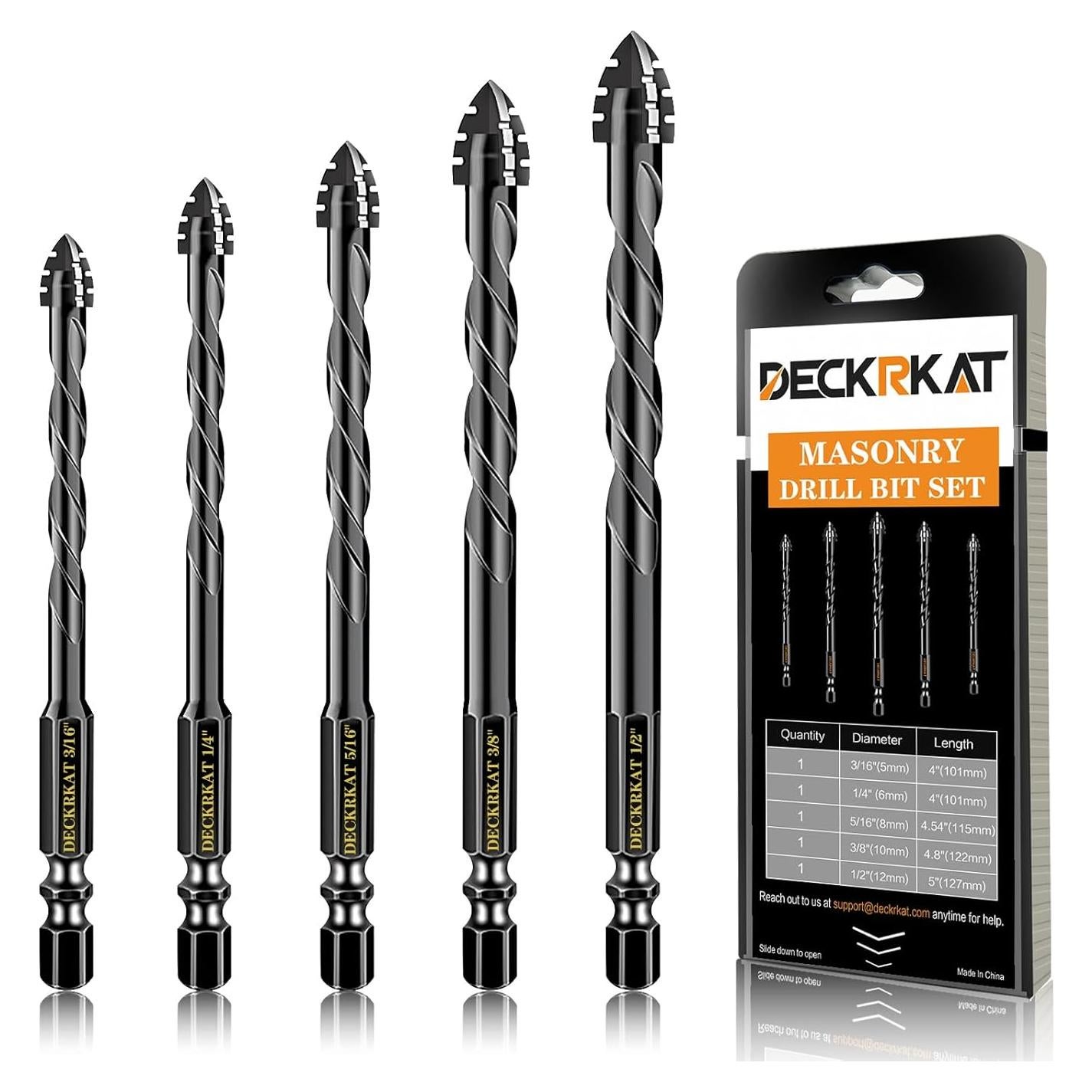 Juego de Brocas de Masonería DECKRKAT 5 Piezas 4 Flautas