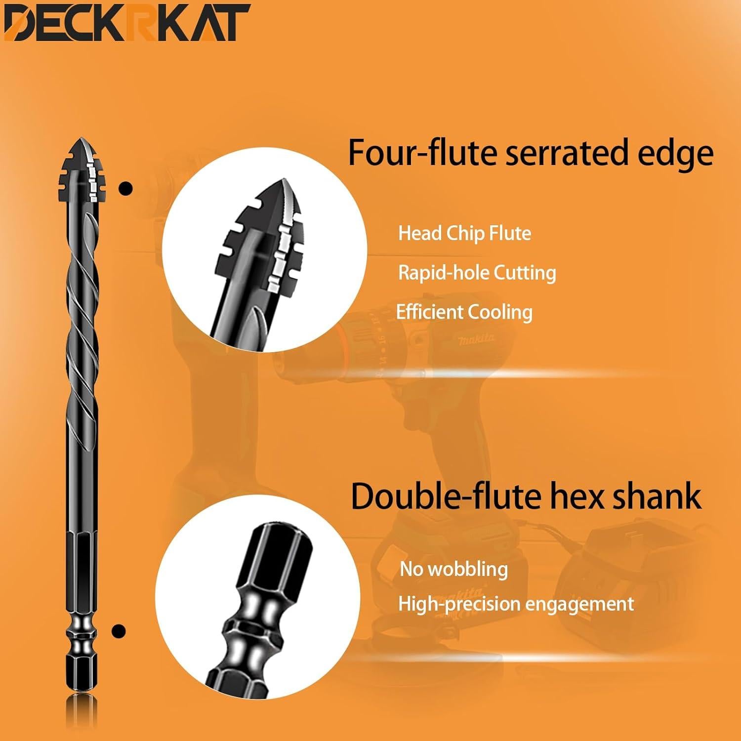 Juego de Brocas de Masonería DECKRKAT 5 Piezas 4 Flautas