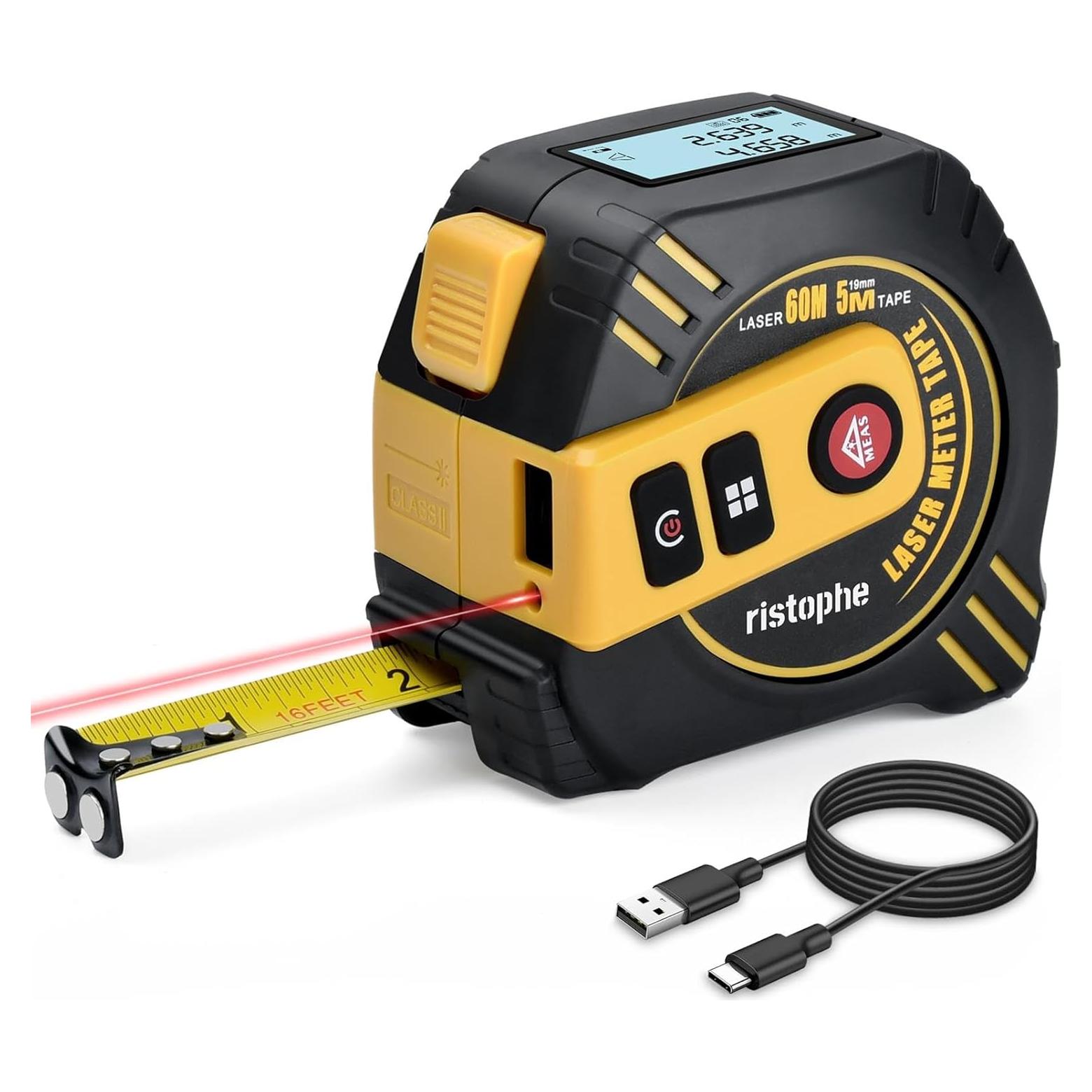 Medidor Láser 60m y Cinta de Medir 4.9m HENAN JIANGHUA