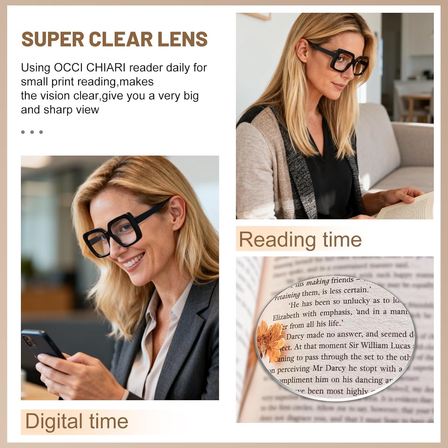 Gafas de Lectura Sobredimensionadas OCCI CHIARI 1.0x Negro