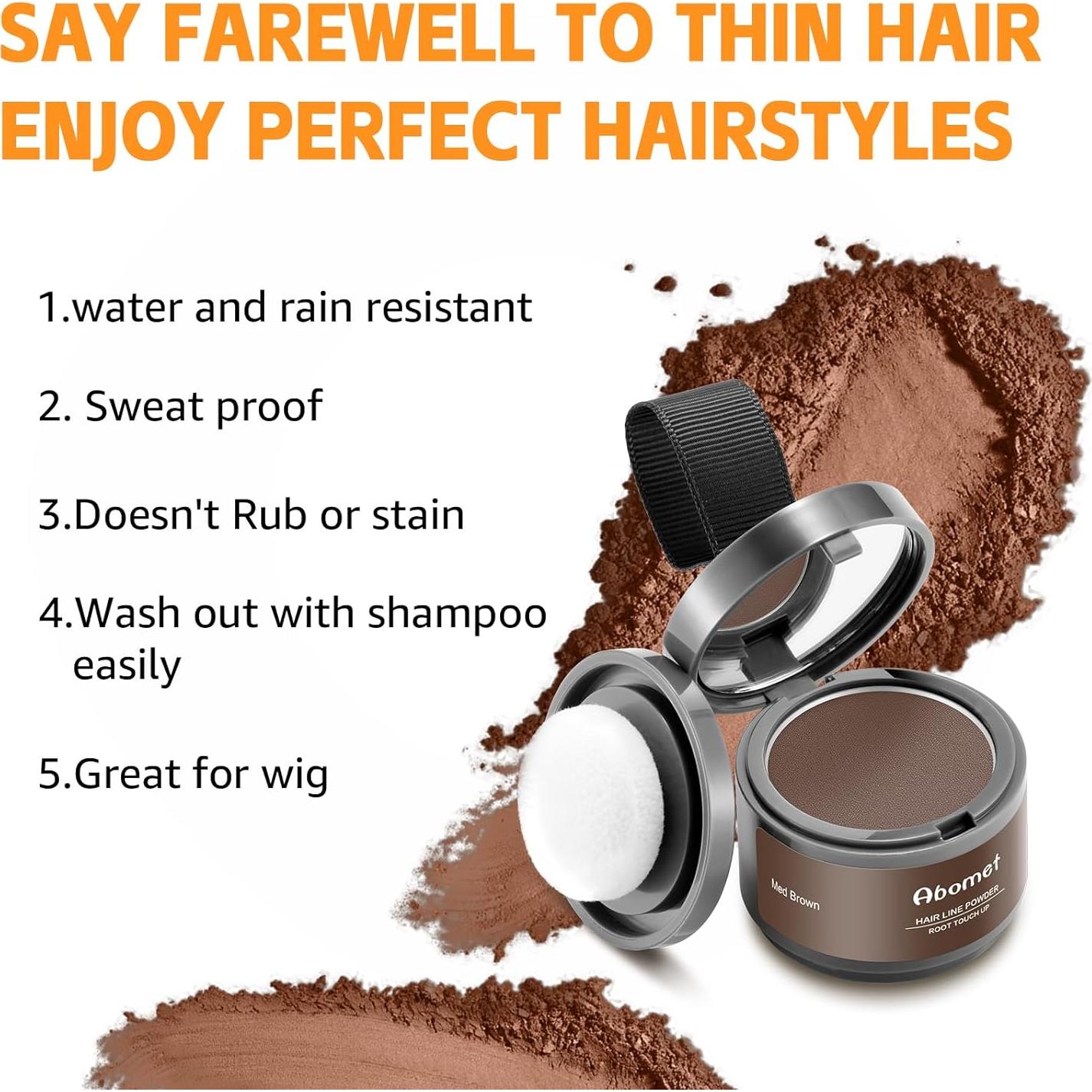 Cobertura Instantánea Raíces Cabello Canoso Polvo ABOMET 3.98g Marrón Medio