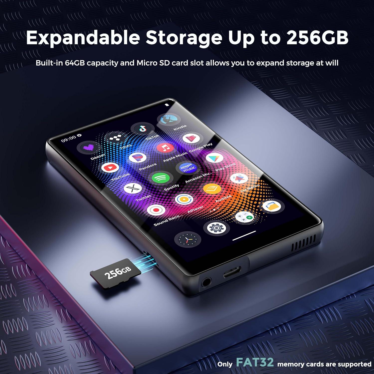 Reproductor MP3 Foeuyte Q3 128GB Bluetooth WiFi Pantalla 5"