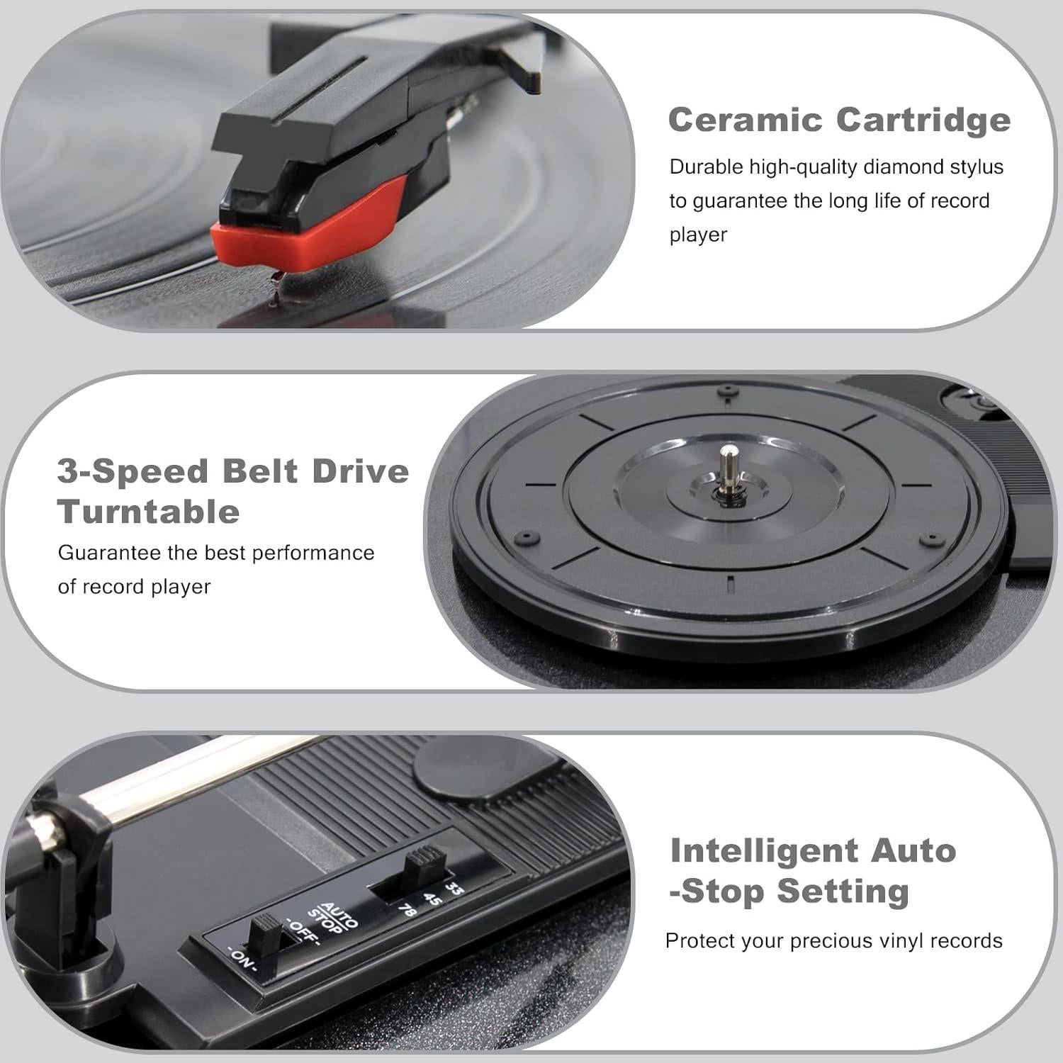 Reproductor de Vinilo LP&No.1 LPSC-a18 con Altavoces Externos