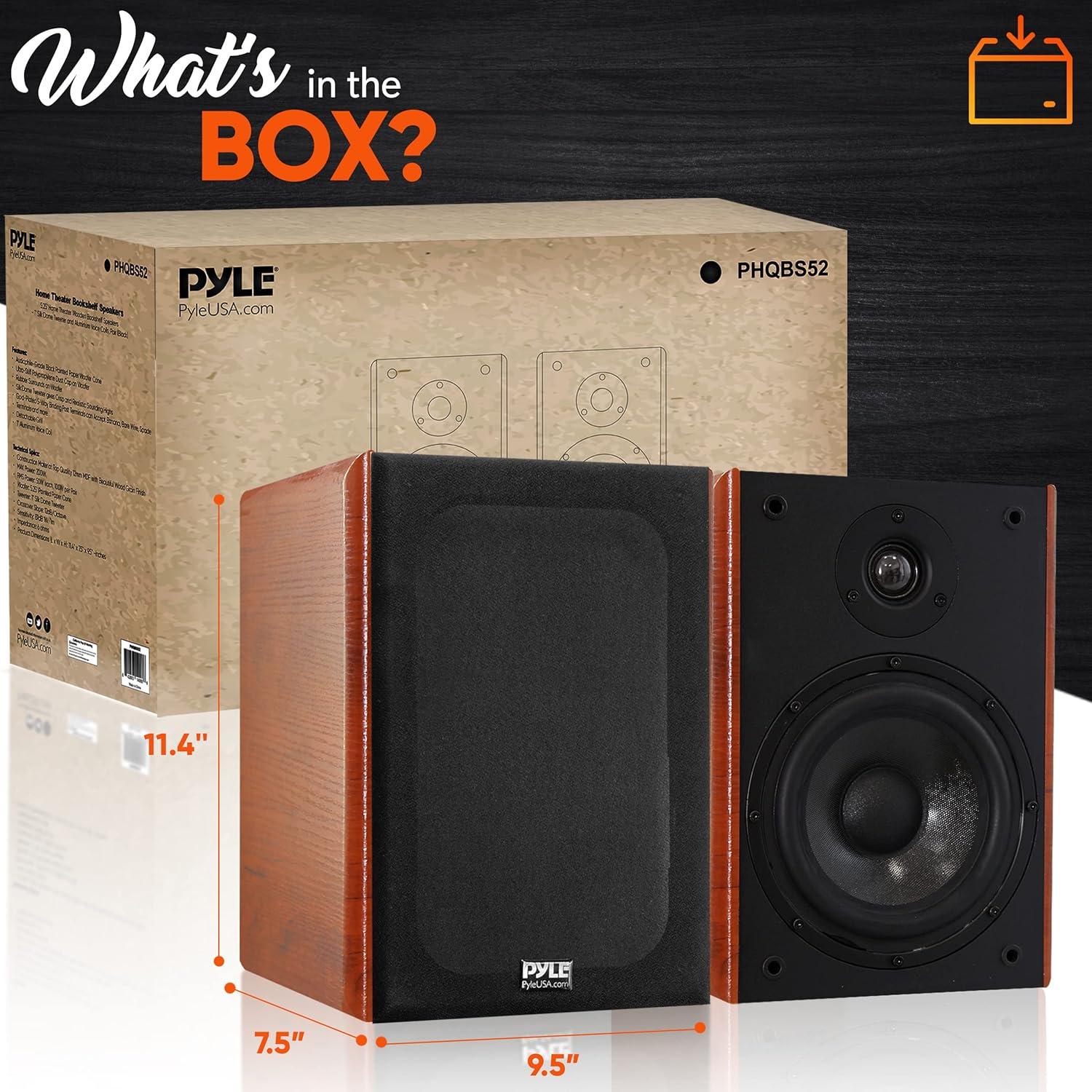 Altavoces de Estantería Pyle PHQBS52 5.25" 200W Madera