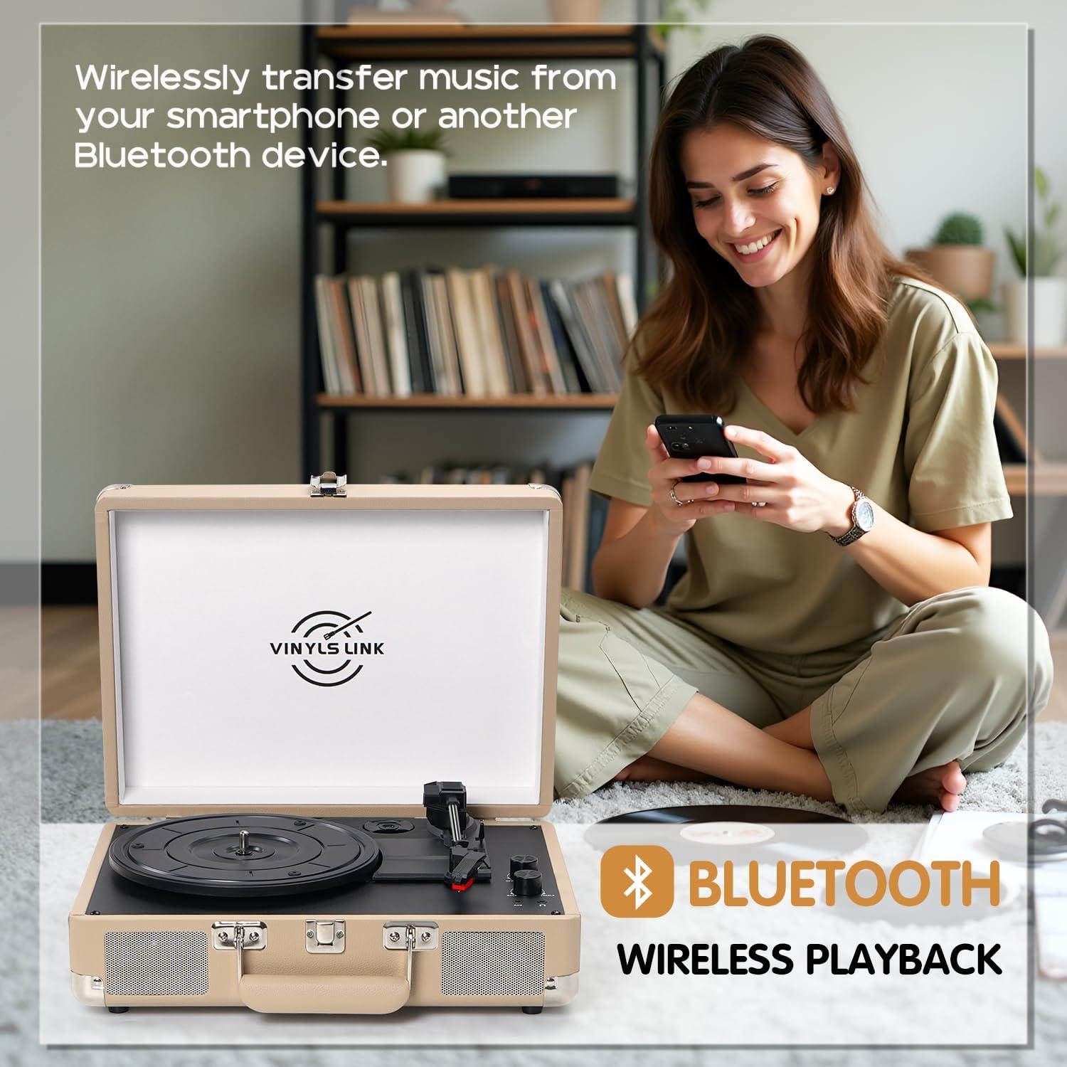 Reproductor de Vinilo Bluetooth VINYLS LINK Maleta Portátil 3 Velocidades