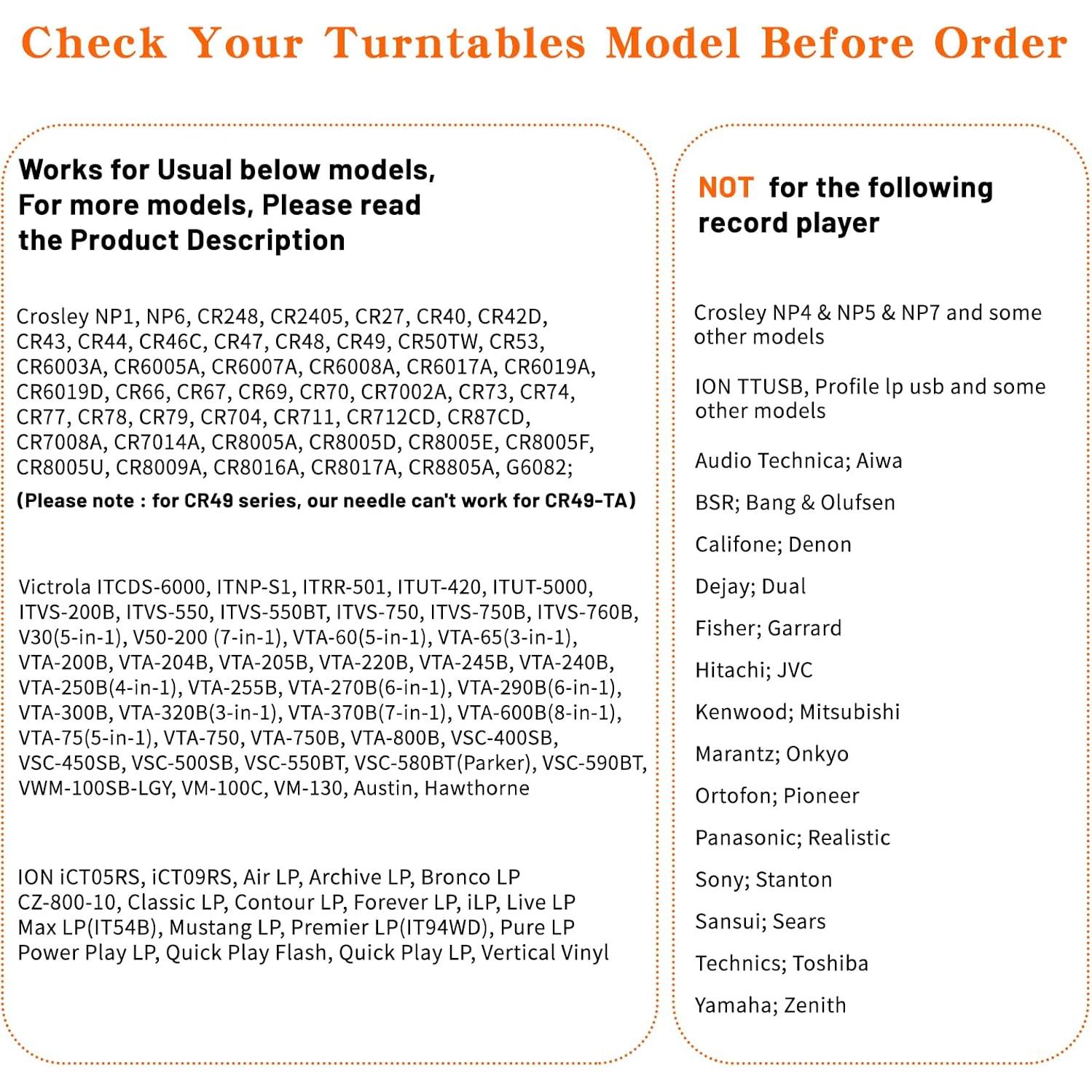 Aguja de tocadiscos de diamante Banpa Oro - Reemplazo Crosley, ION