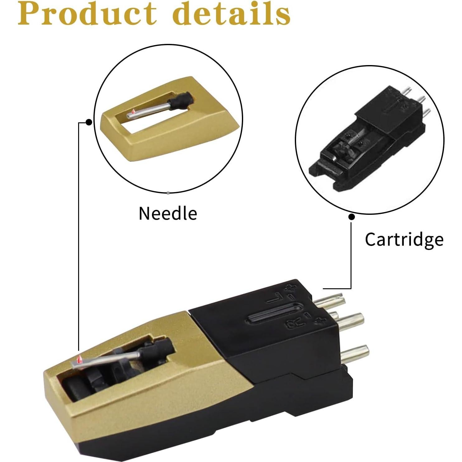 Aguja de tocadiscos de diamante Banpa Oro - Reemplazo Crosley, ION