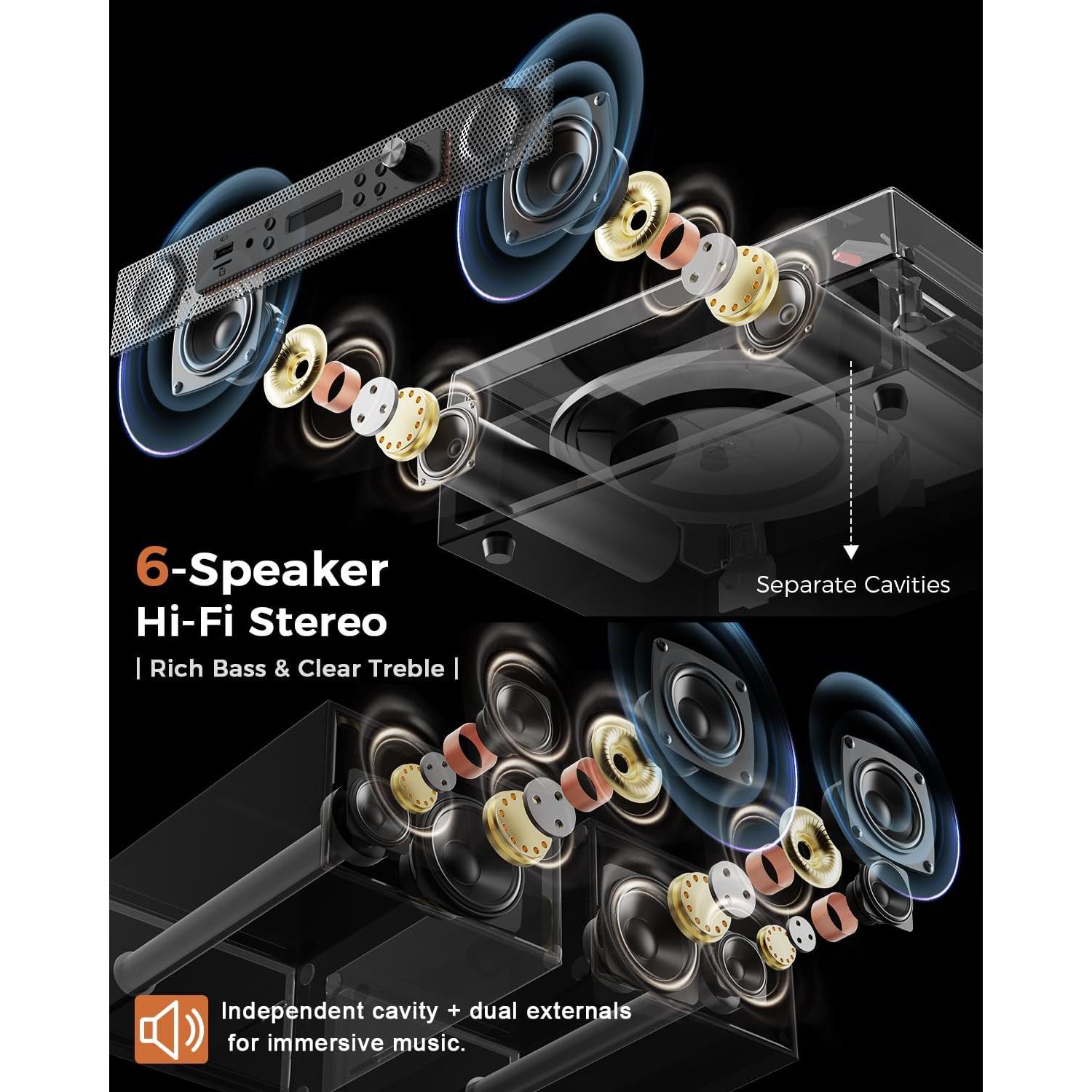 Reproductor de Vinilo Bluetooth DANFI AUDIO TE-003 4+2 Altavoces