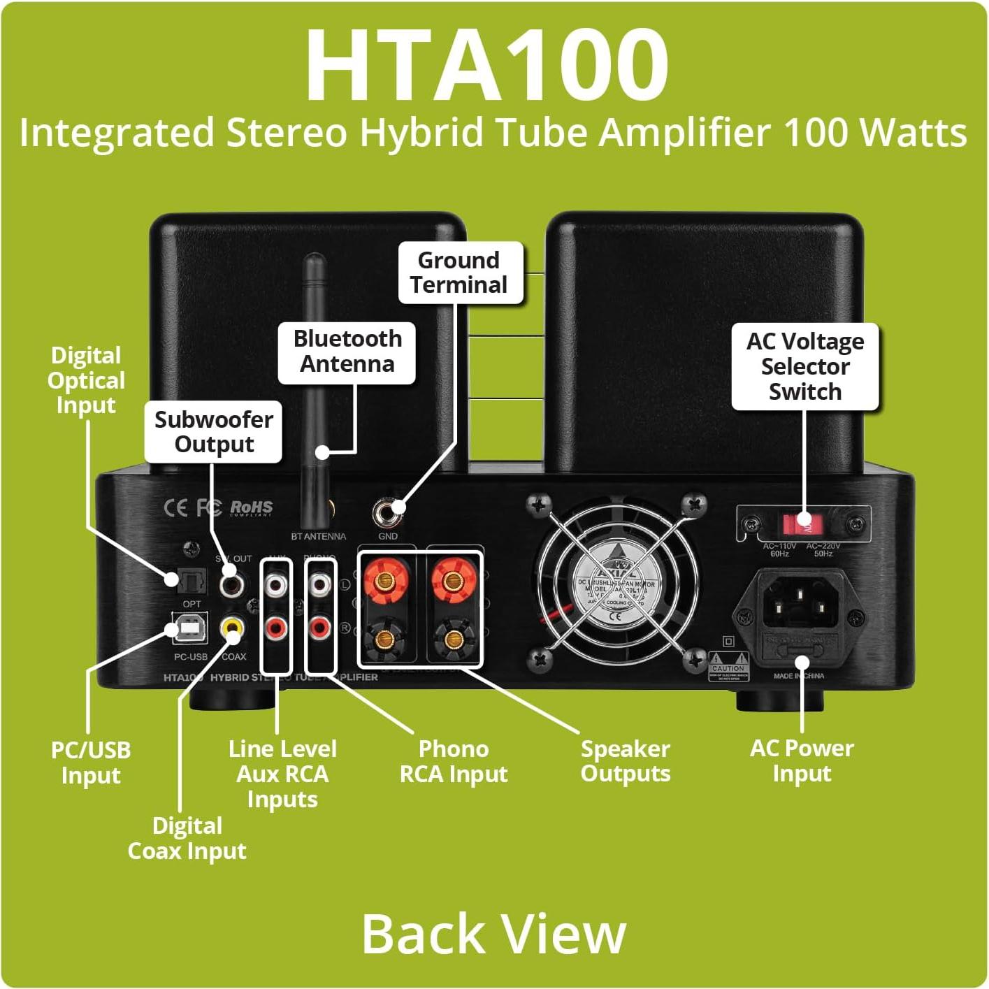 Amplificador Híbrido de Tubo Dayton Audio HTA100 100W