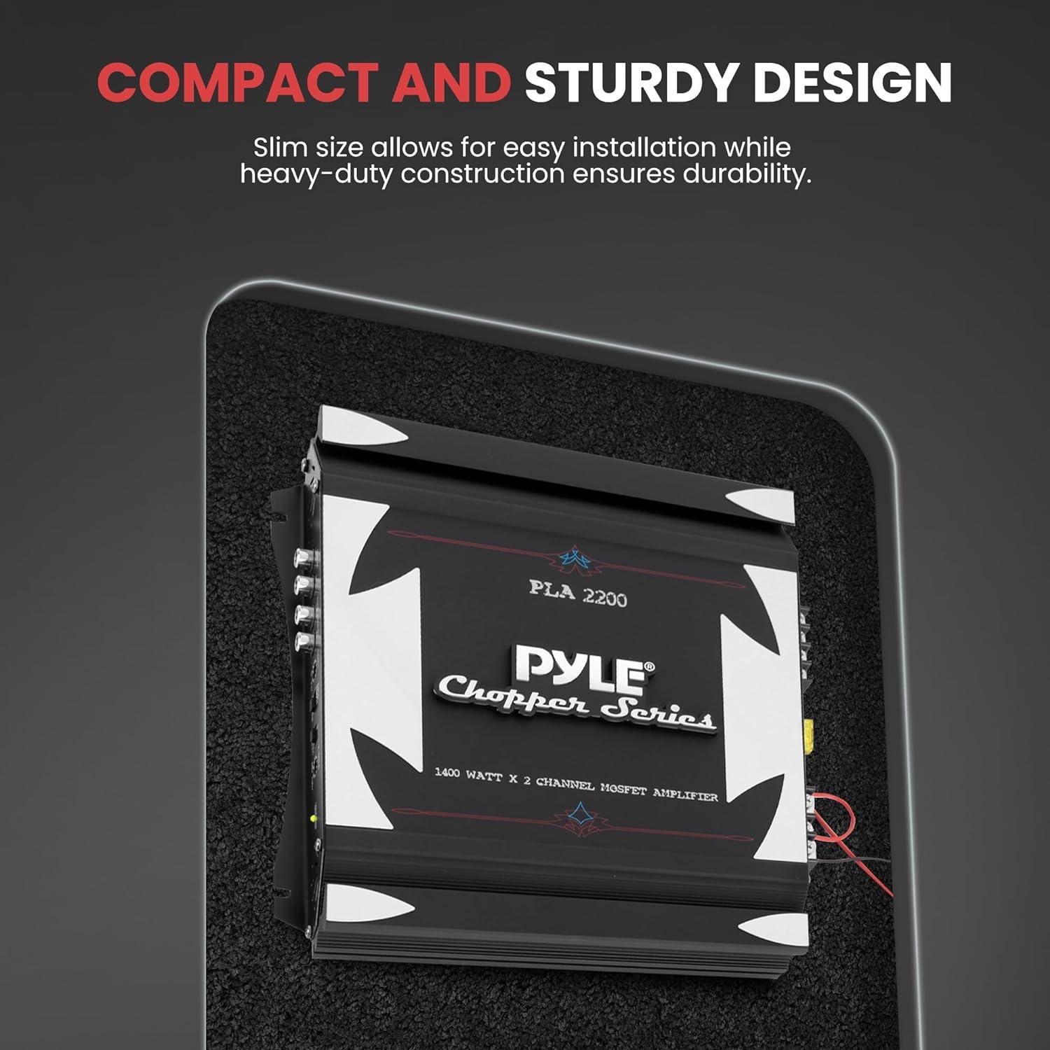 Amplificador Estéreo Pyle PLA2200 2 Canales 1400W Negro