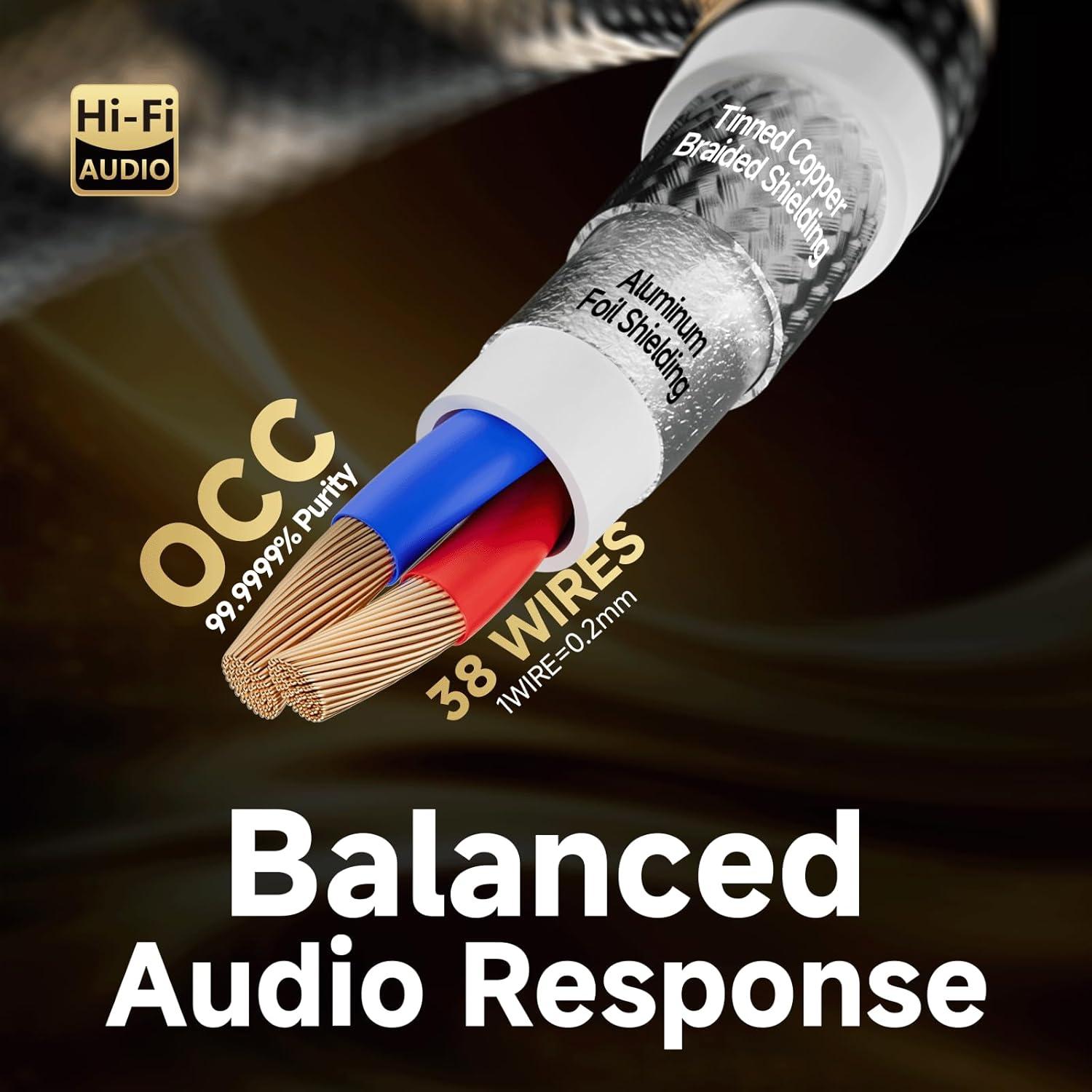 Cable de Audio RCA HiFi TODN 0.5m Doble Apantallado