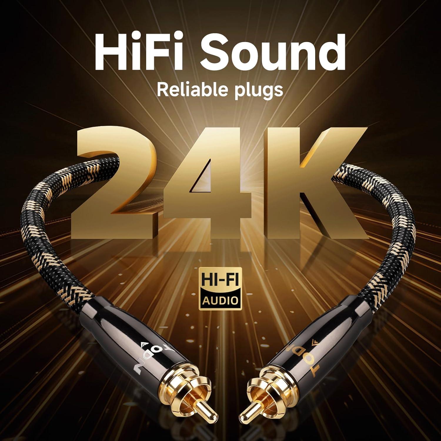 Cable de Audio RCA HiFi TODN 0.5m Doble Apantallado