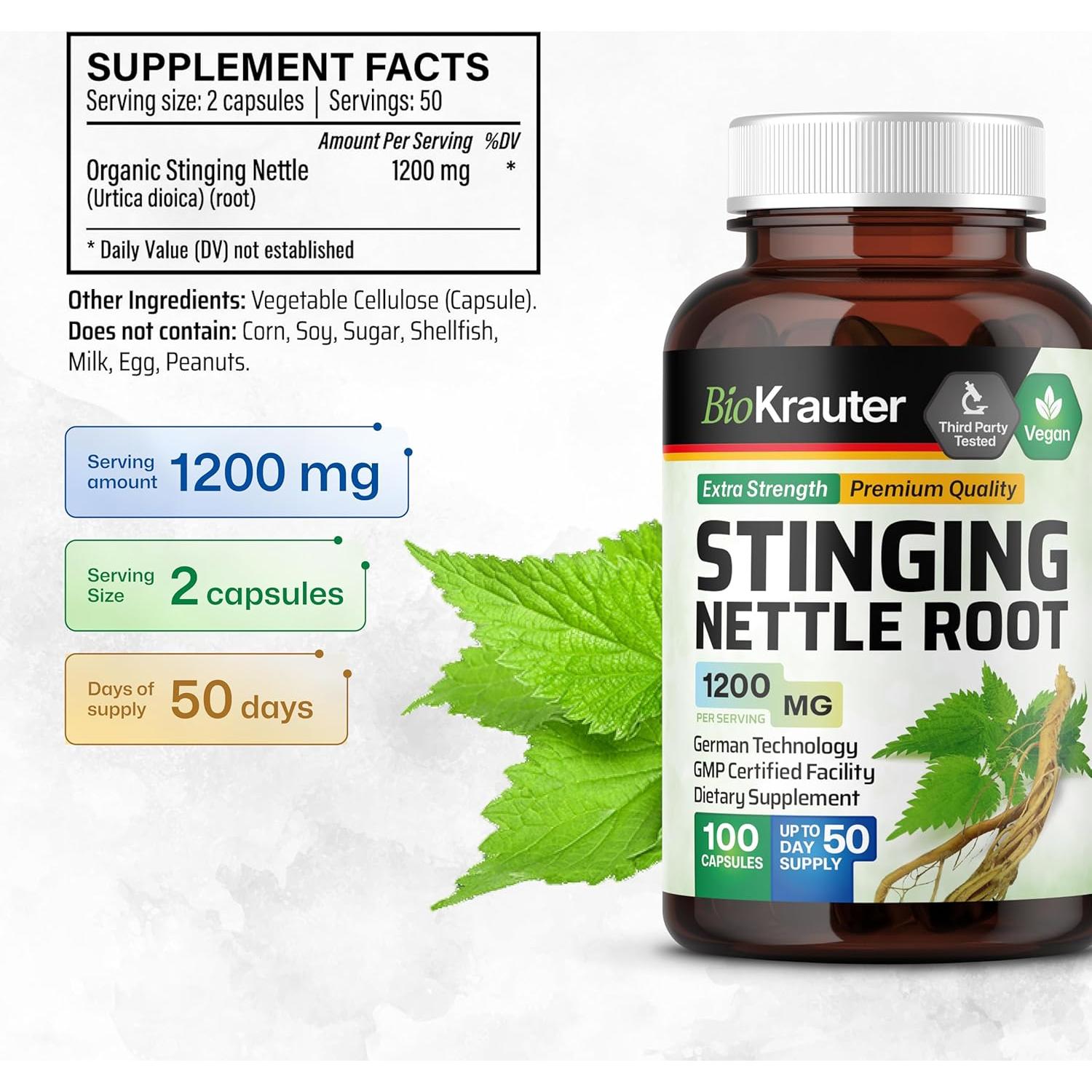 Cápsulas de Ortiga BIO KRAUTER 1200 mg - 100% Natural