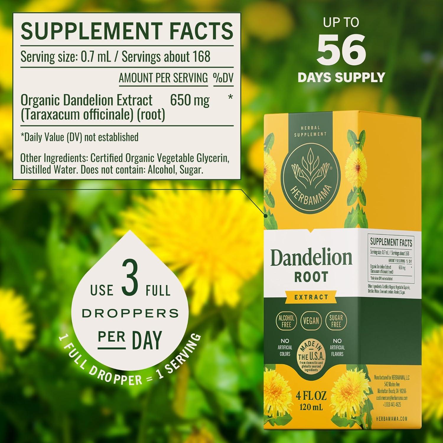 Gotas de Diente de León Herbamama 118 ml - Suplemento Hepático Vegano