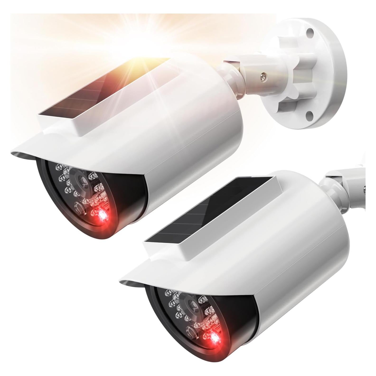 Cámara de Seguridad Falsa Solar BNT 2Pack con Luz LED Roja
