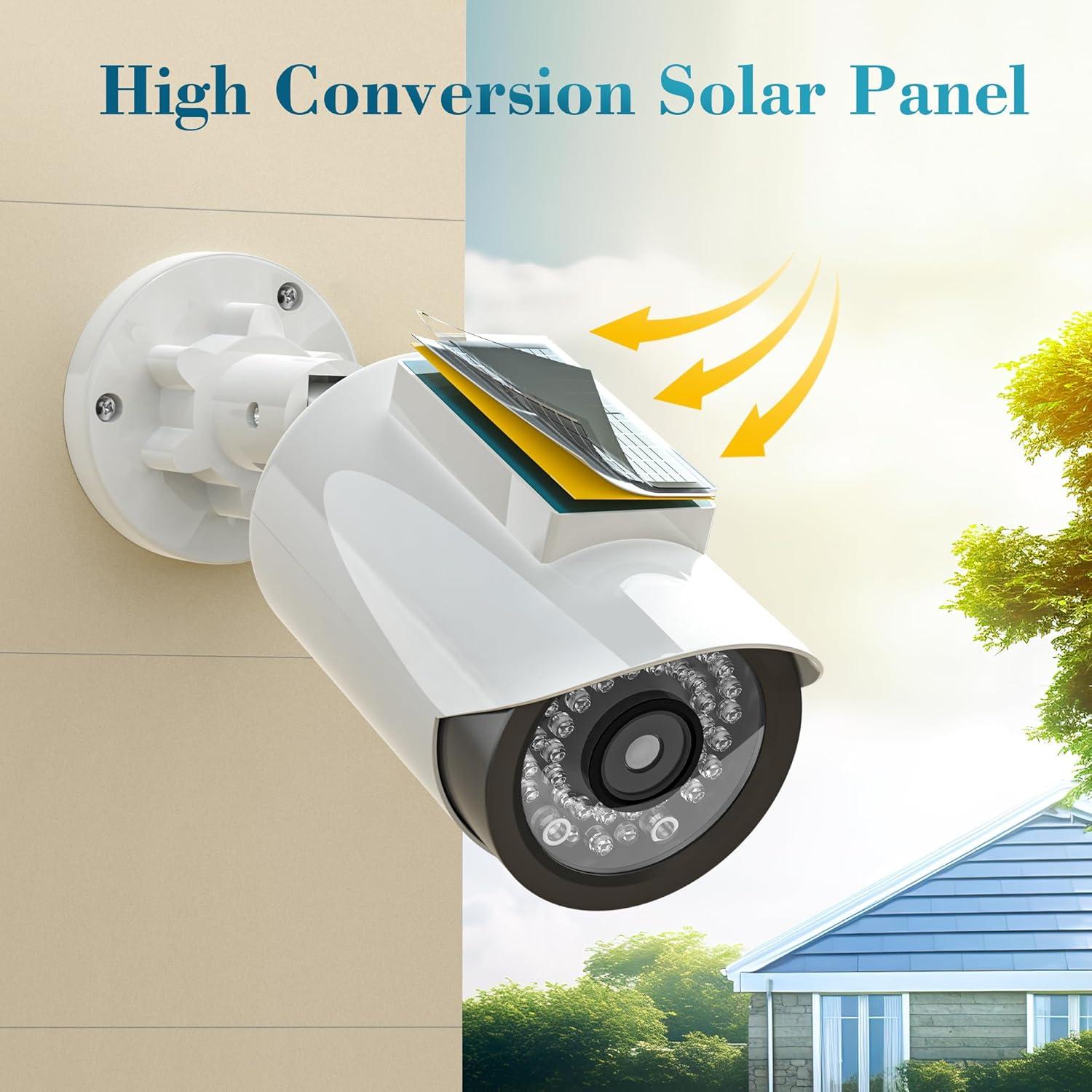 Cámara de Seguridad Falsa Solar BNT 2Pack con Luz LED Roja