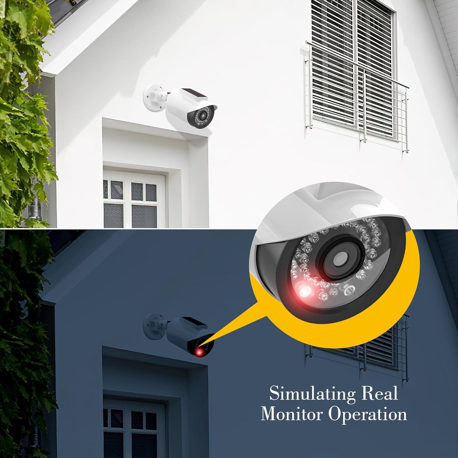 Cámara de Seguridad Falsa Solar BNT 2Pack con Luz LED Roja