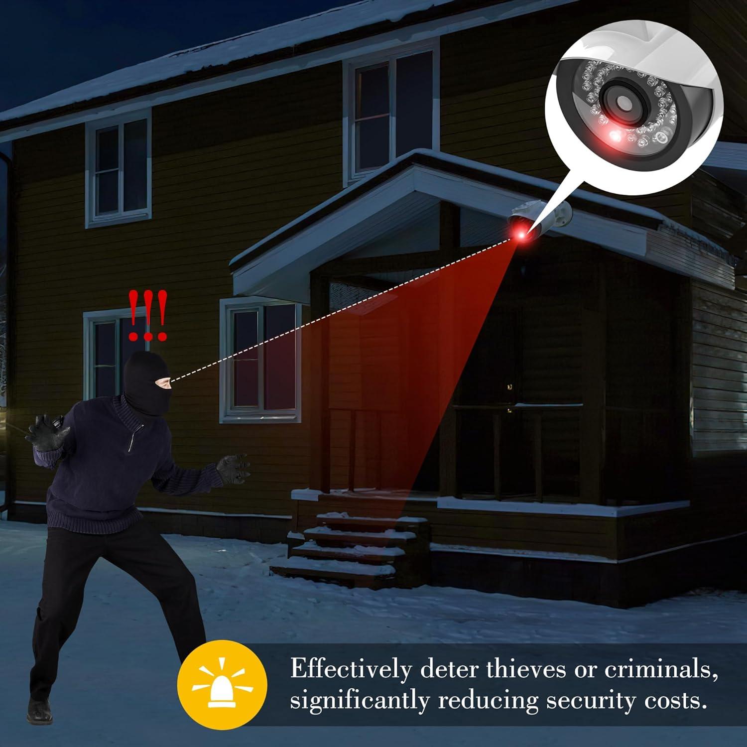 Cámara de Seguridad Falsa Solar BNT 2Pack con Luz LED Roja