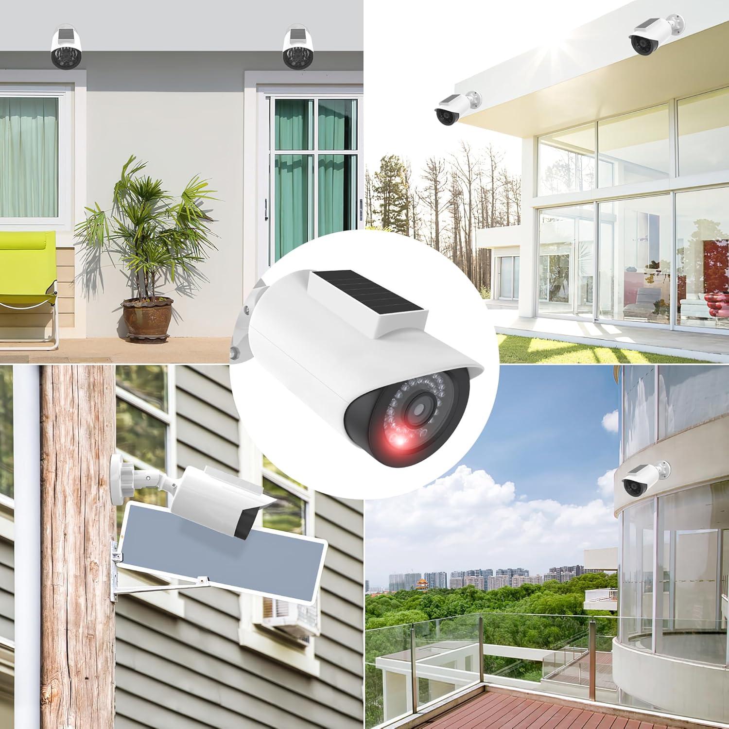 Cámara de Seguridad Falsa Solar BNT 2Pack con Luz LED Roja