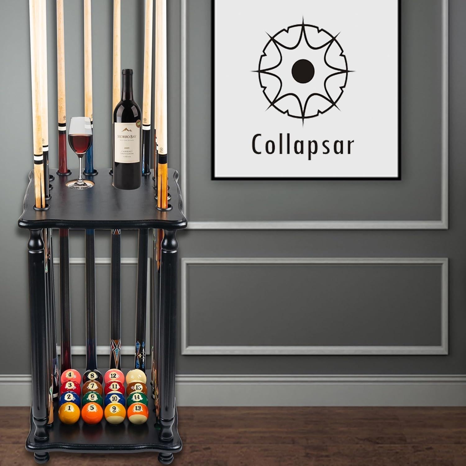 Soporte de Piso para Palos de Billar Collapsar Negro 12 Palos