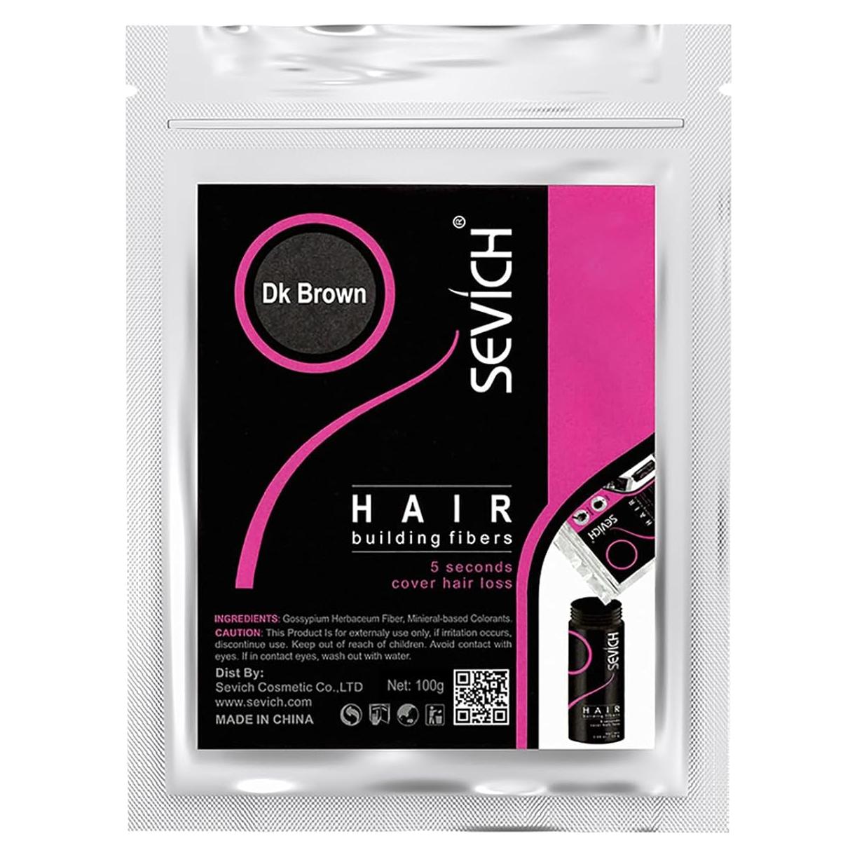 Fibras para Cabello SEVICH 100g - Marrón Oscuro - Natural