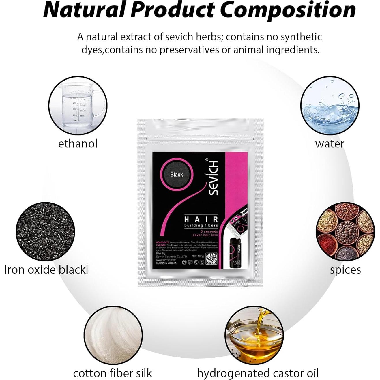 Fibras para Cabello SEVICH 100g - Marrón Oscuro - Natural