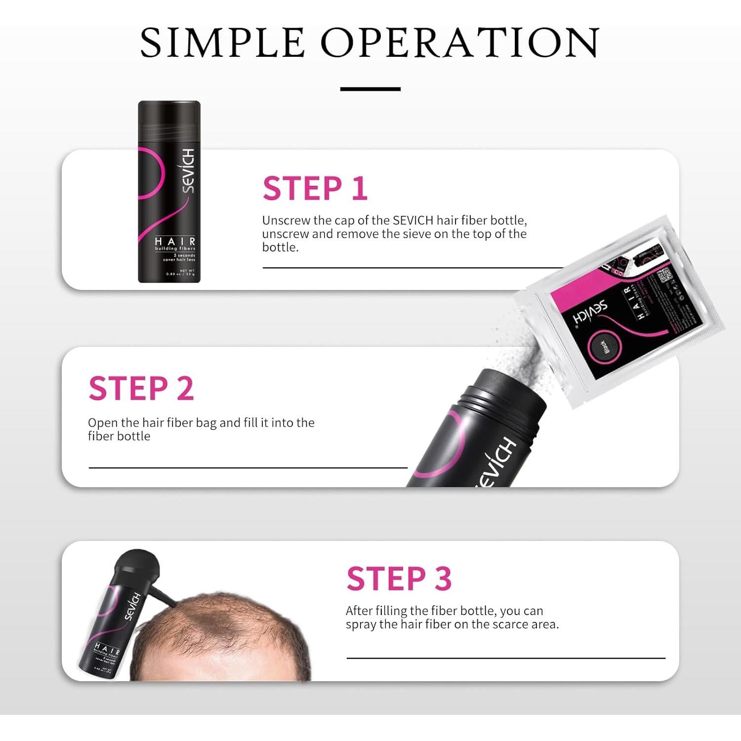 Fibras para Cabello SEVICH 100g - Marrón Oscuro - Natural