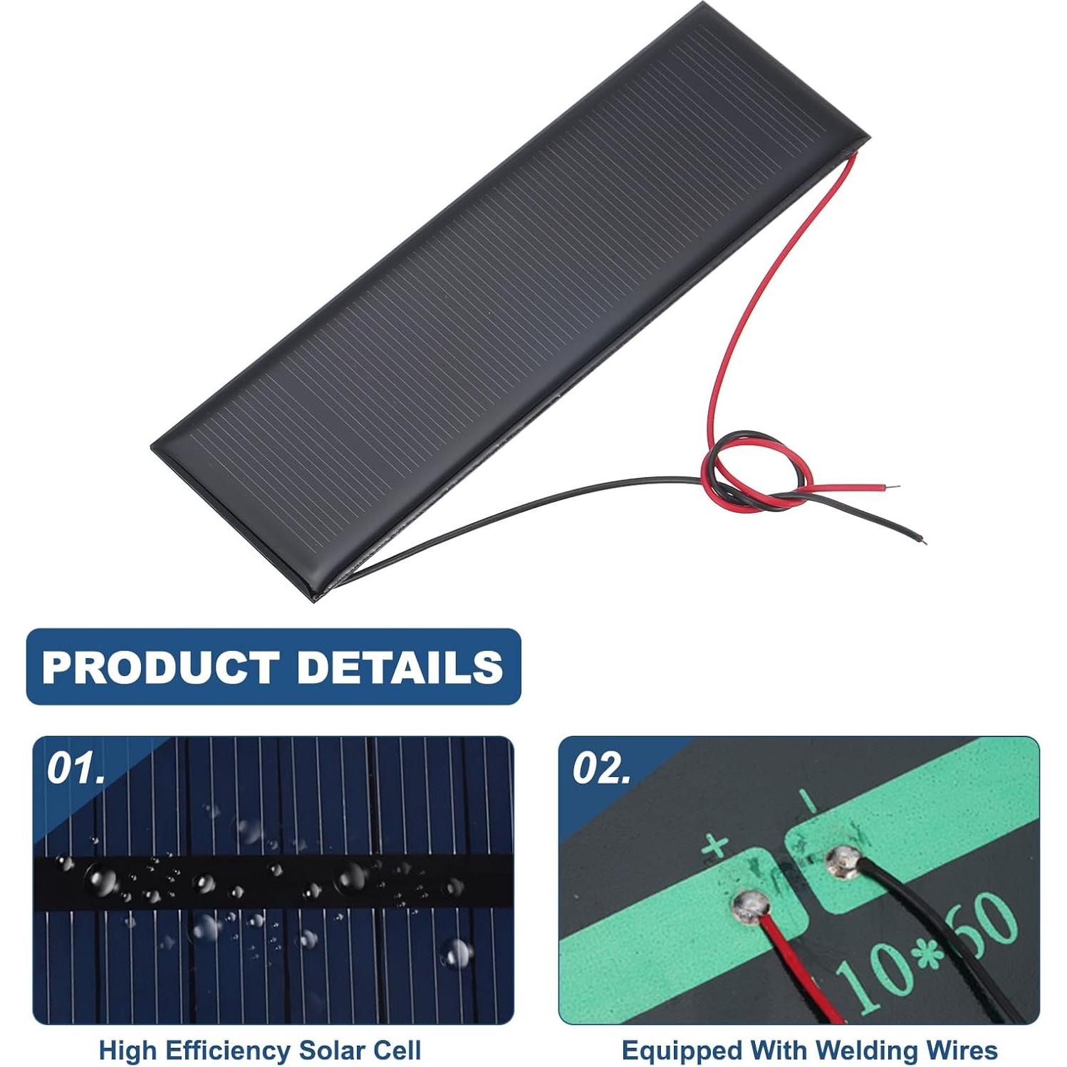 Paneles Solares Policristalinos MECCANIXITY 6V 0.6W 2 Pcs